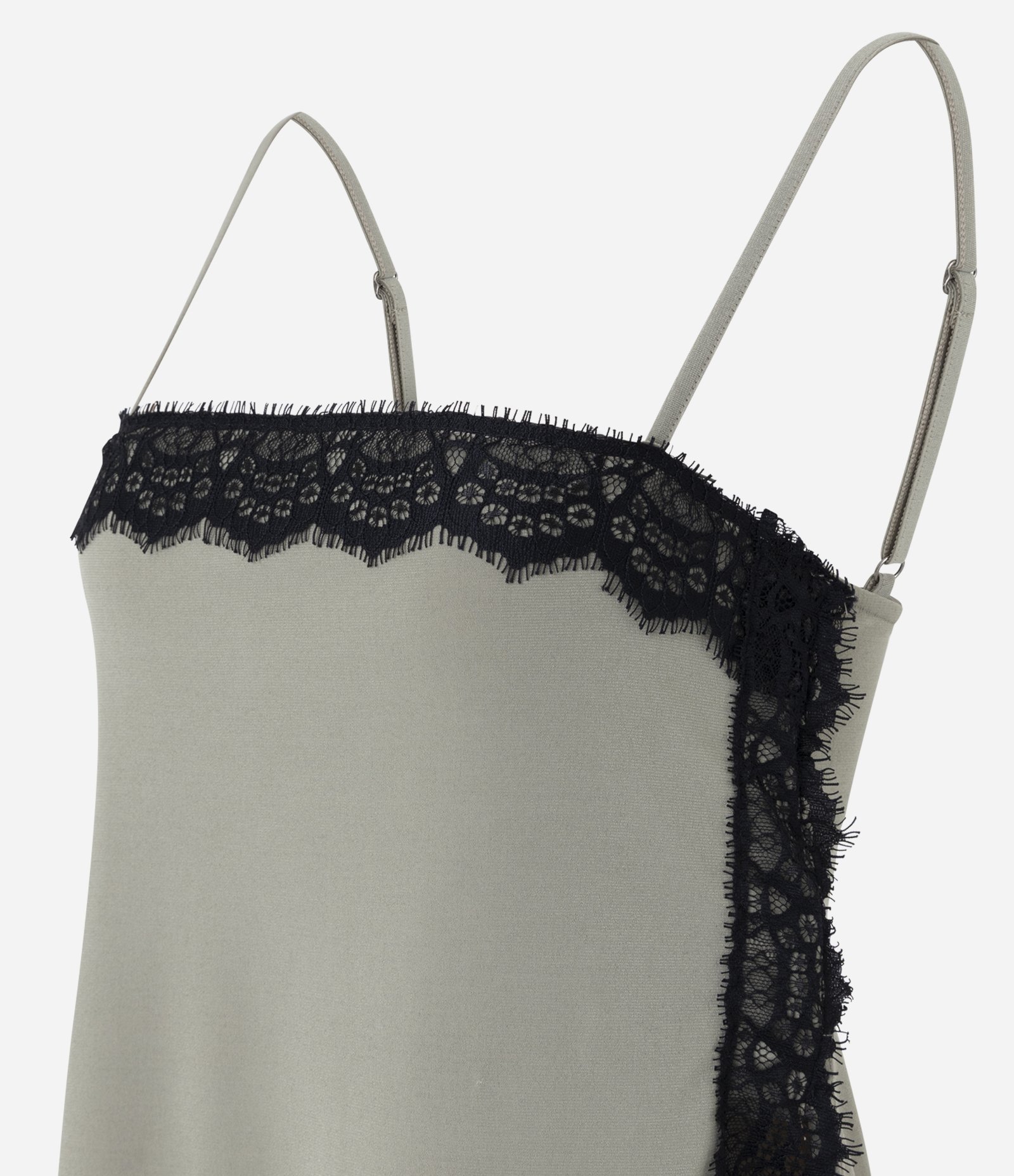 Blusa em Crepe com Renda Lateral e Alça Fina Bege 6