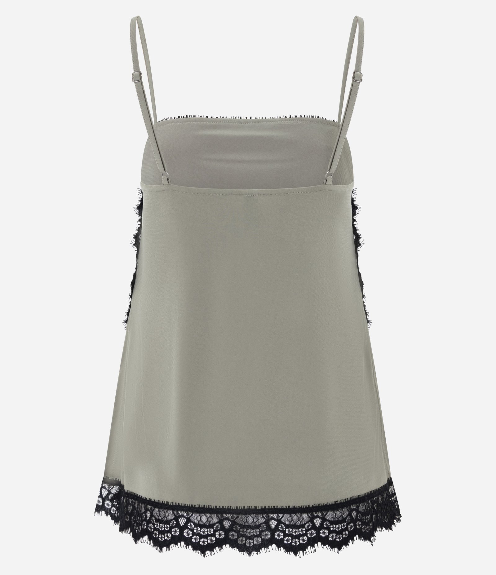 Blusa em Crepe com Renda Lateral e Alça Fina Bege 7