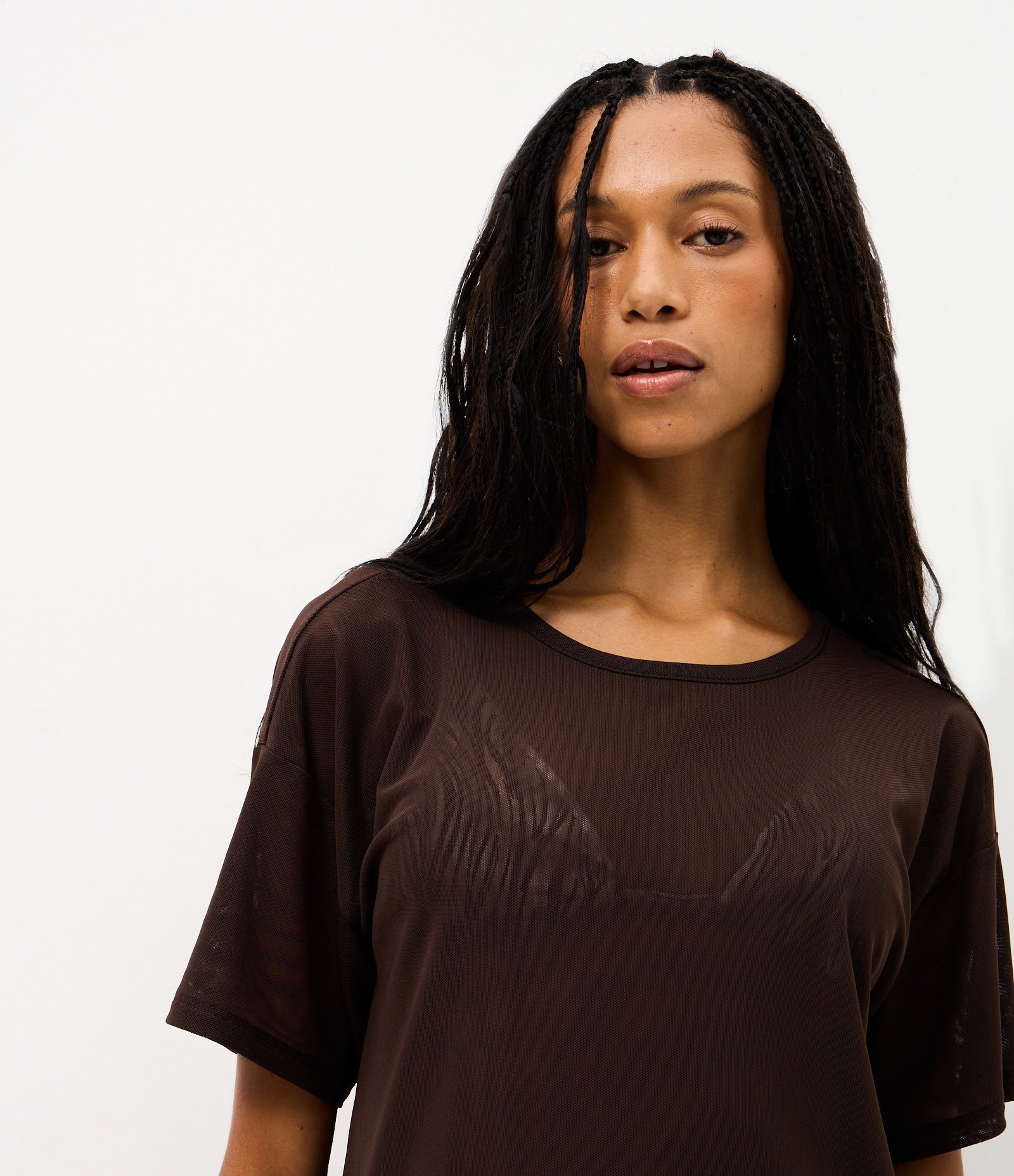 Saída de Praia Camisetão em Tule Marrom 3