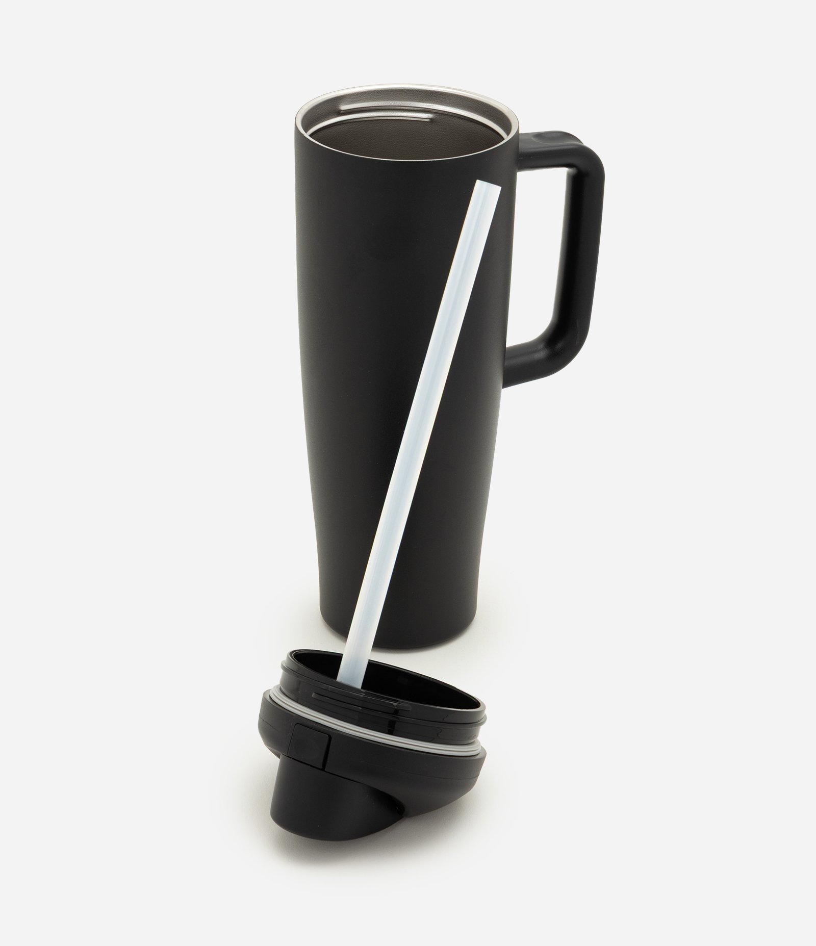Copo Térmico em Metal com Alça e Canudo 1,2L Preto 3