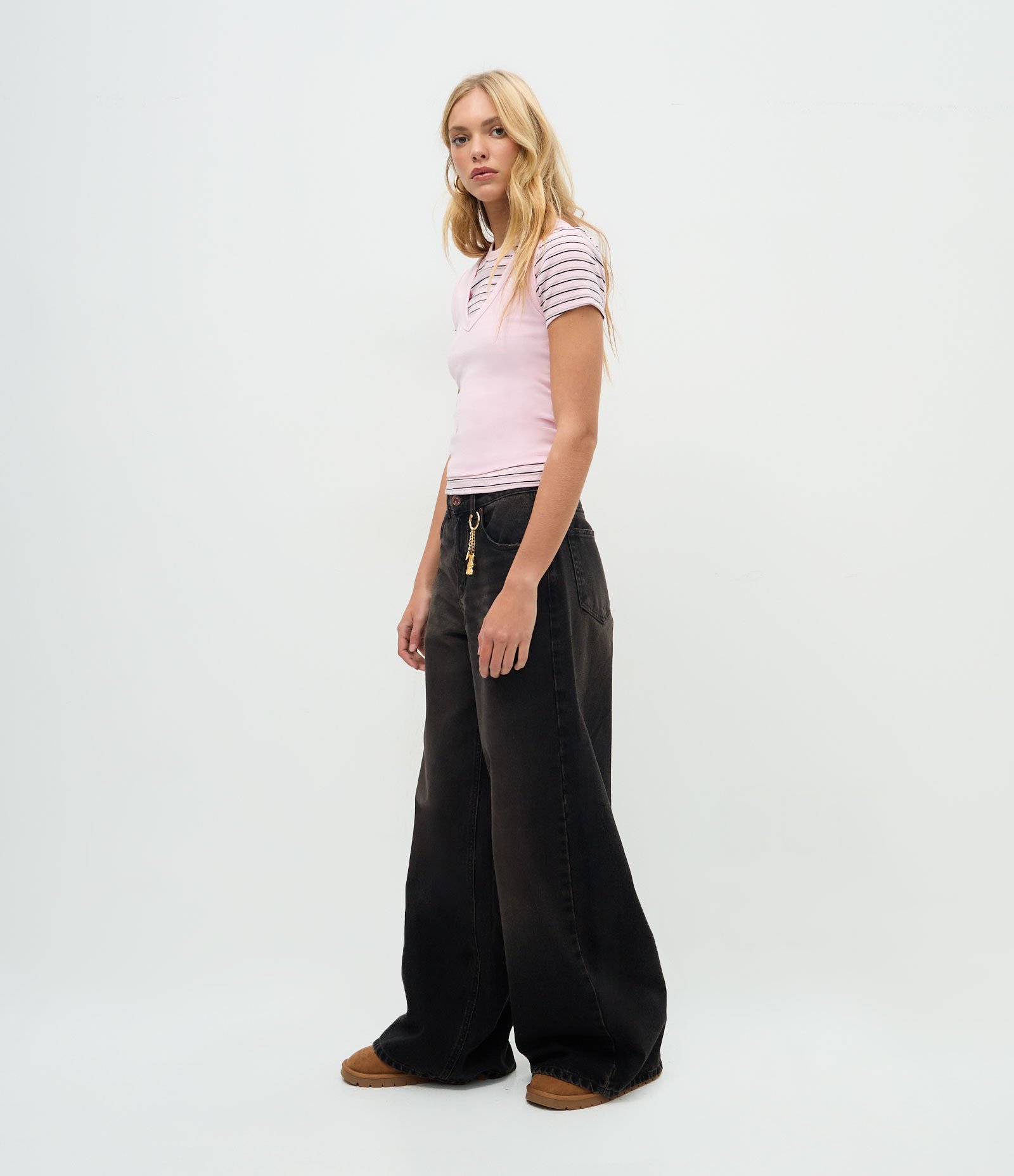 Blusa em Ribana com Estampa Listrada Rosa 4