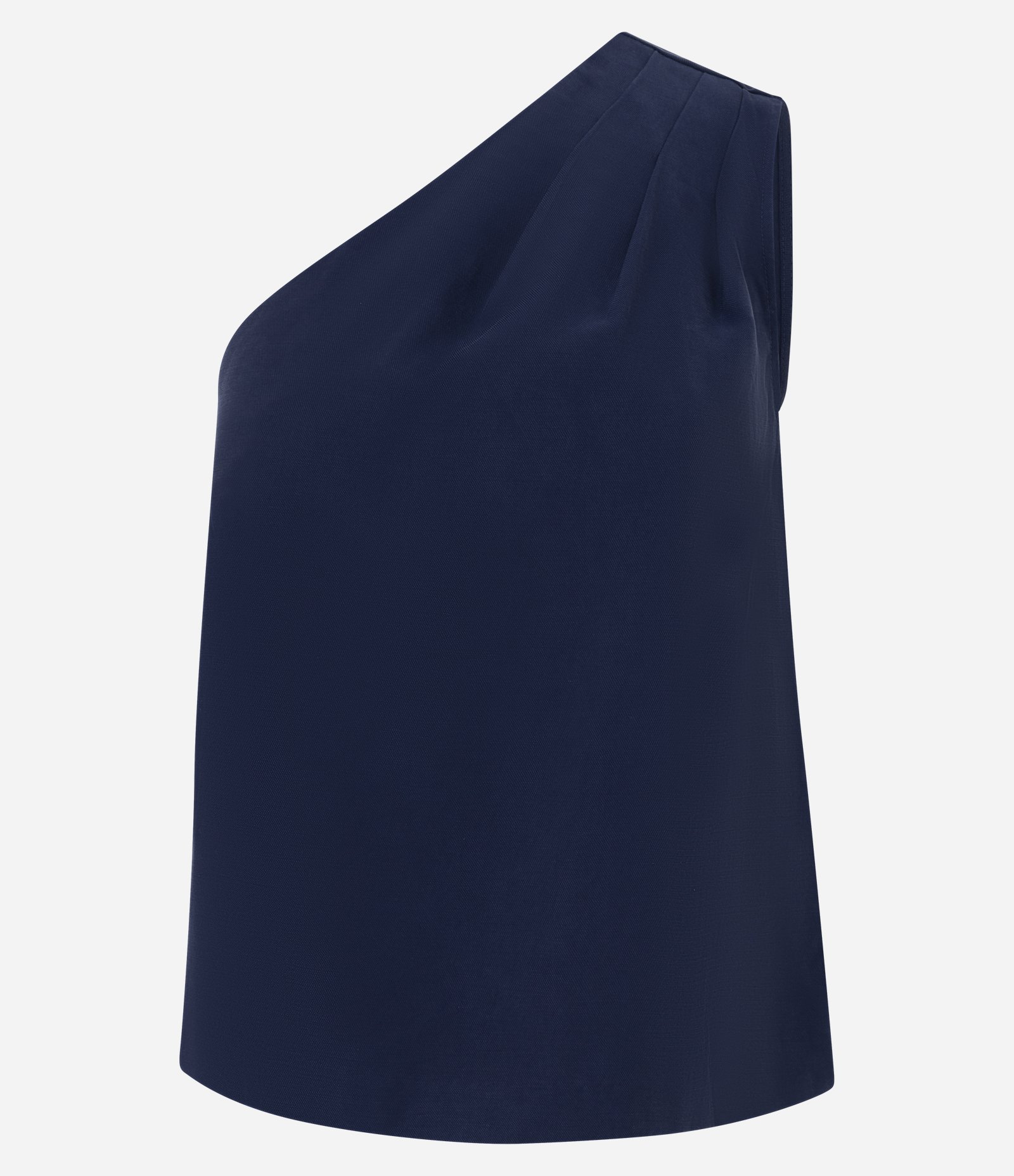 Blusa Um Ombro Só em Viscose com Prega Azul 5