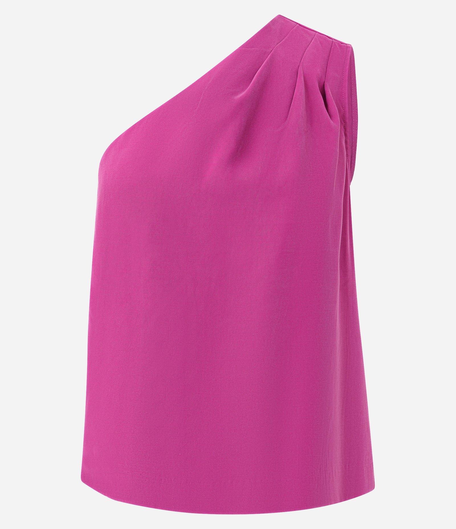 Blusa Um Ombro Só em Viscose com Prega Rosa 5