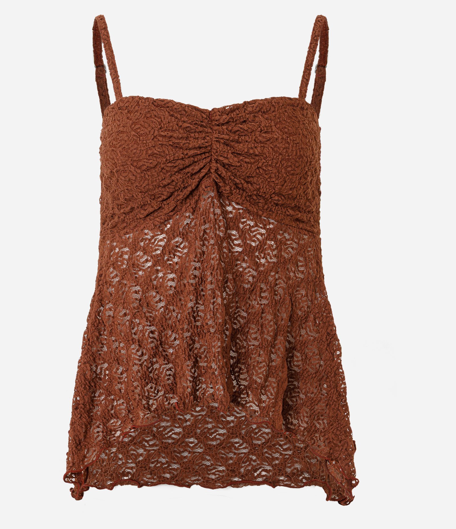 Blusa Peplum em Renda com Alcinha Marrom 1