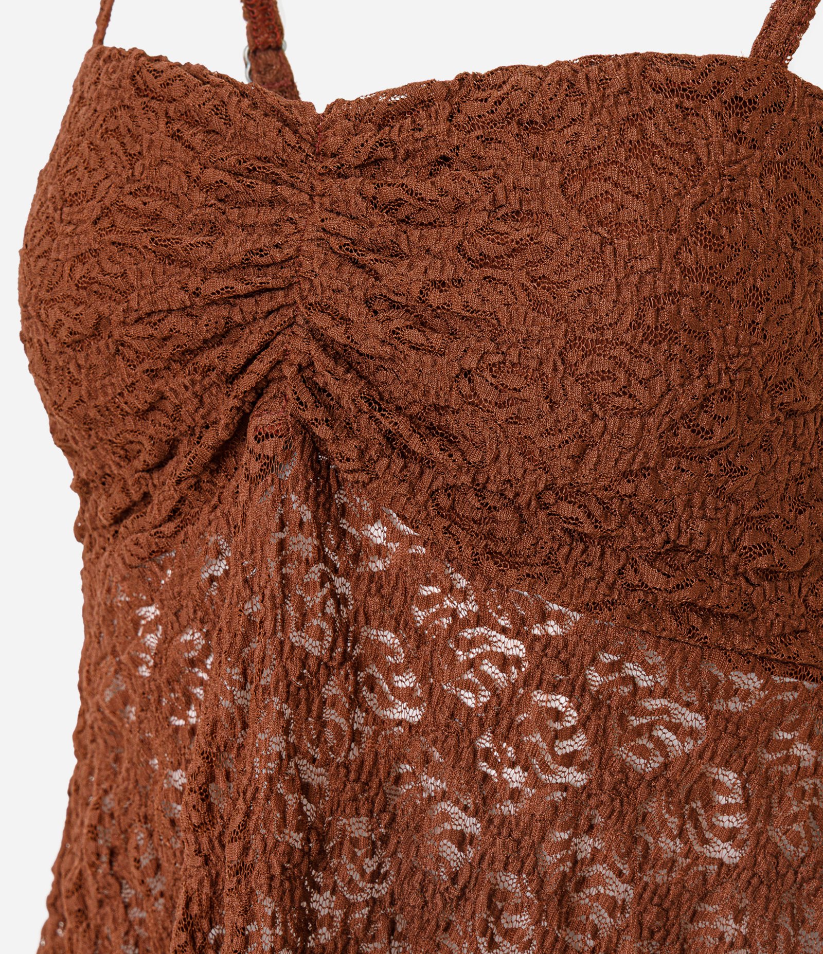 Blusa Peplum em Renda com Alcinha Marrom 2