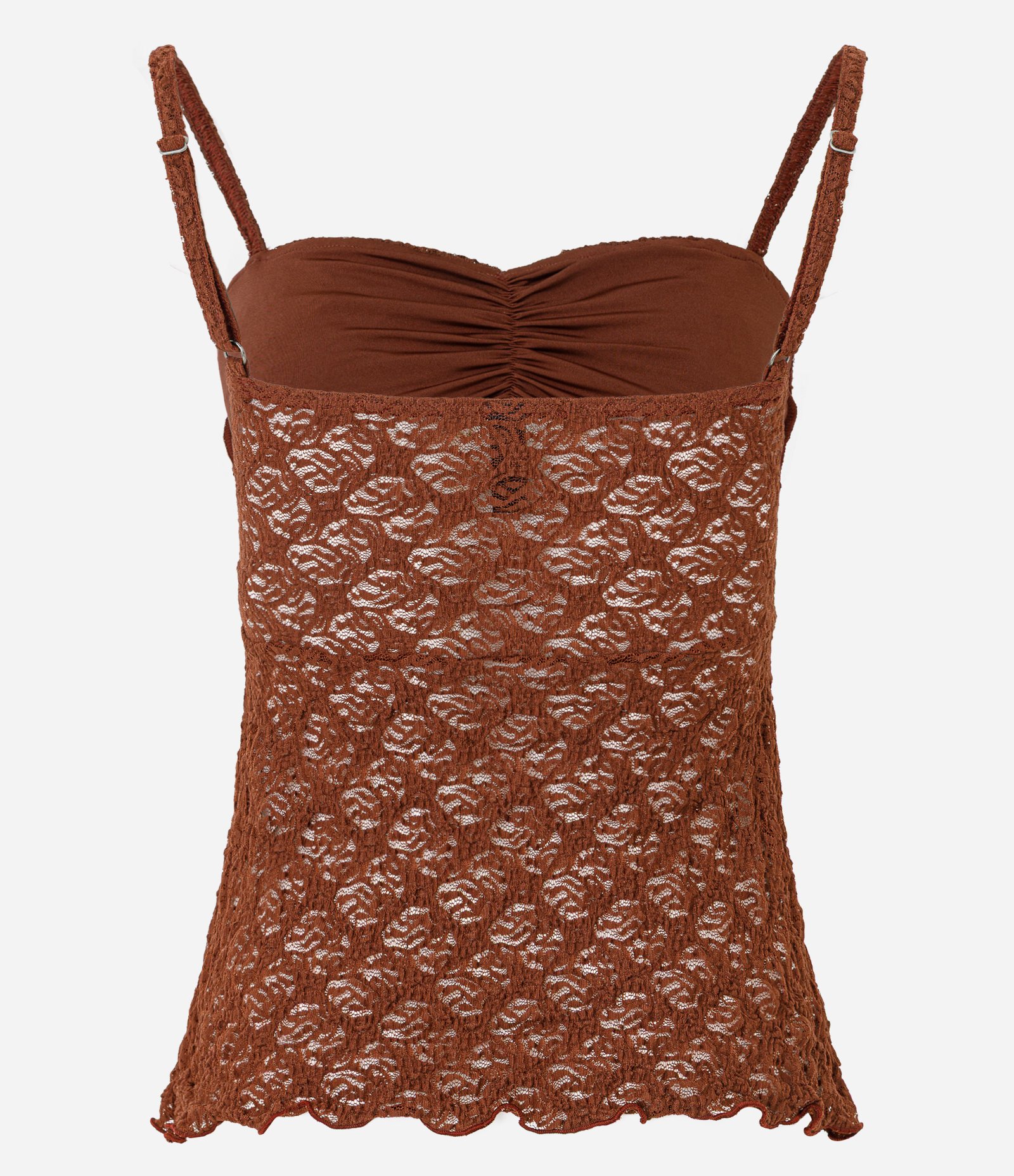 Blusa Peplum em Renda com Alcinha Marrom 3