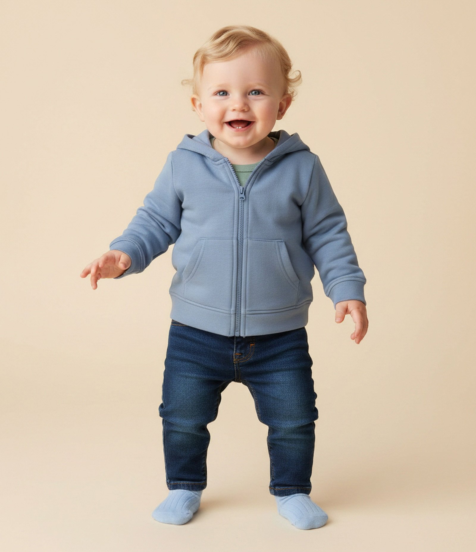 Jaqueta Bebê em Modal com Capuz – Tam 0 a 24 Meses Azul 1