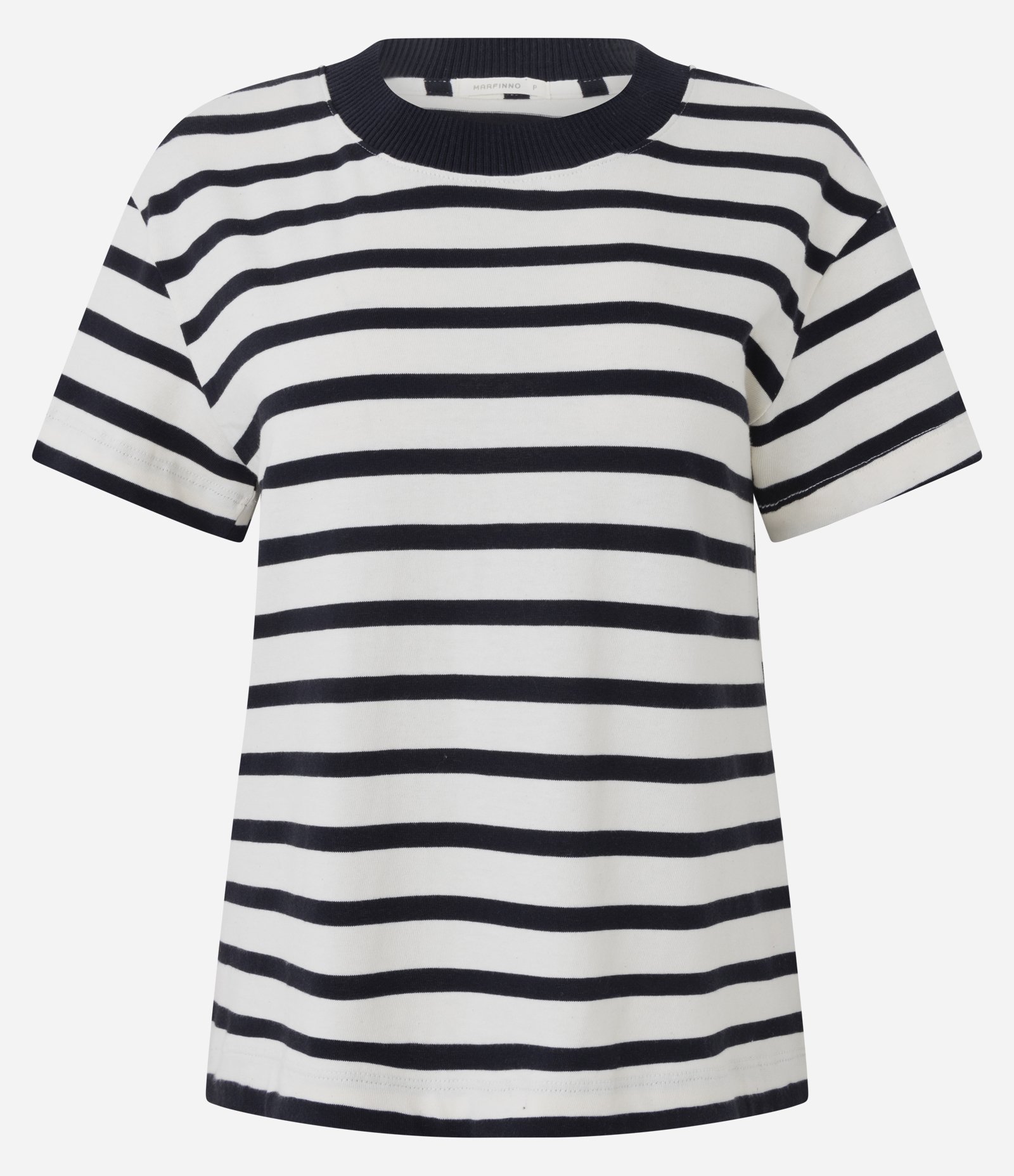 Blusa Slim Listrada em Algodão com Gola Contrastante Branco/Preto 5