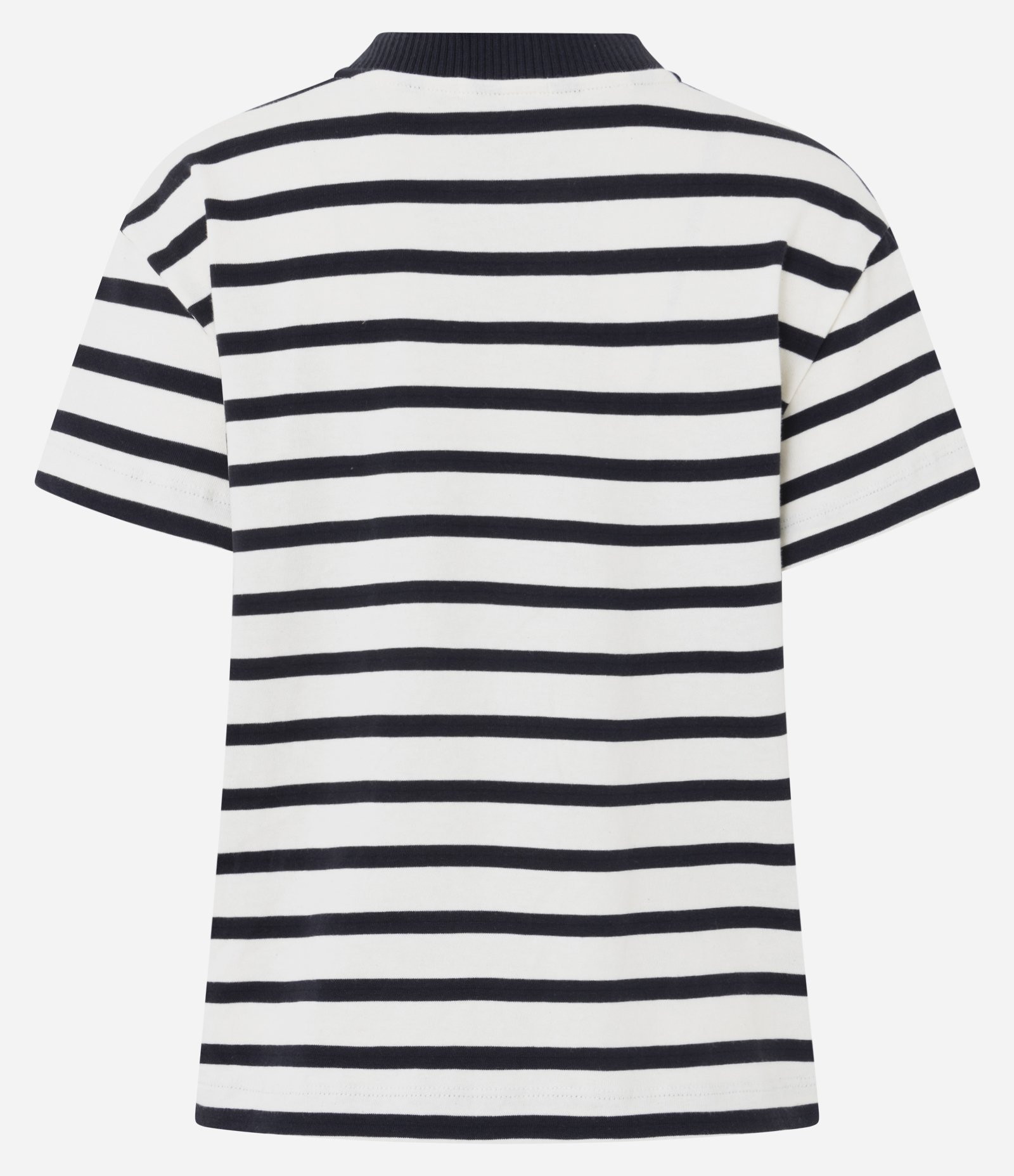 Blusa Slim Listrada em Algodão com Gola Contrastante Branco/Preto 6