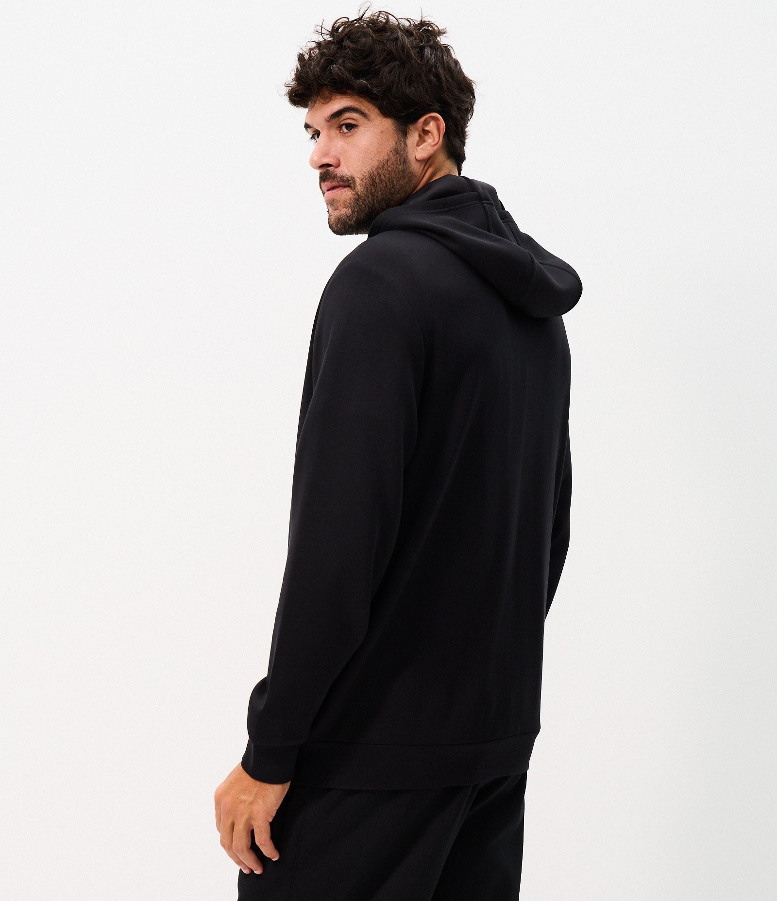 Casaco Esportivo Sem Felpa com Capuz e Zíper Preto 3