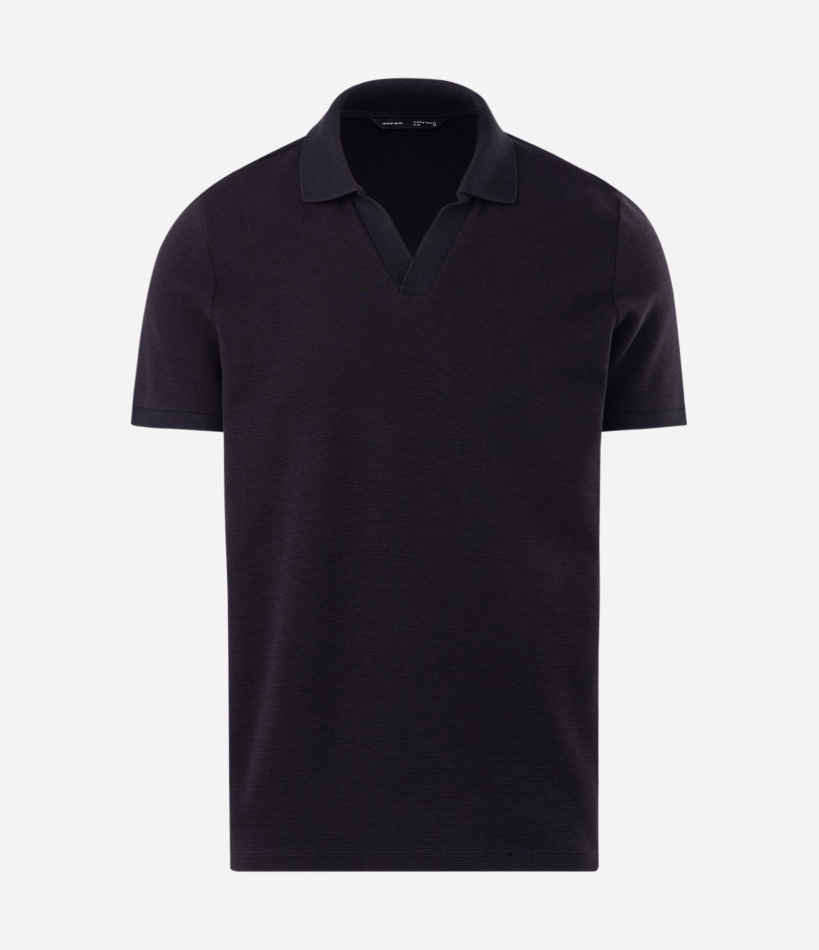Polo Canelada em Algodão Preto 4