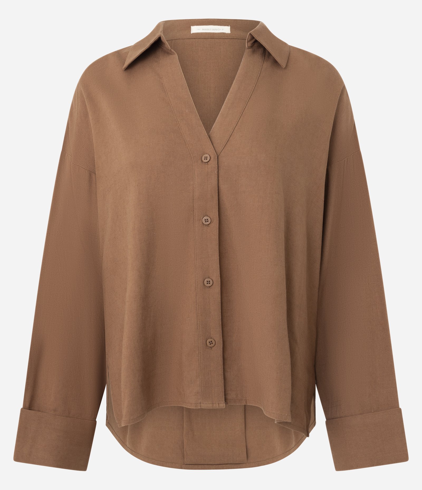 Blusa em Viscolinho com Gola Padre Marrom 6