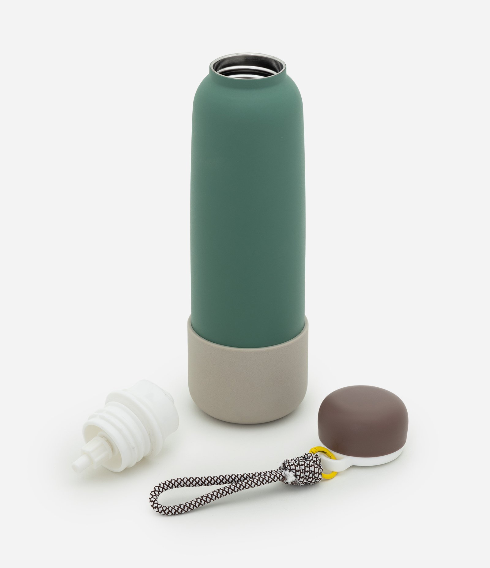 Garrafa Térmica em Aço Inoxidável com Alça de Silicone 750ml Verde 4