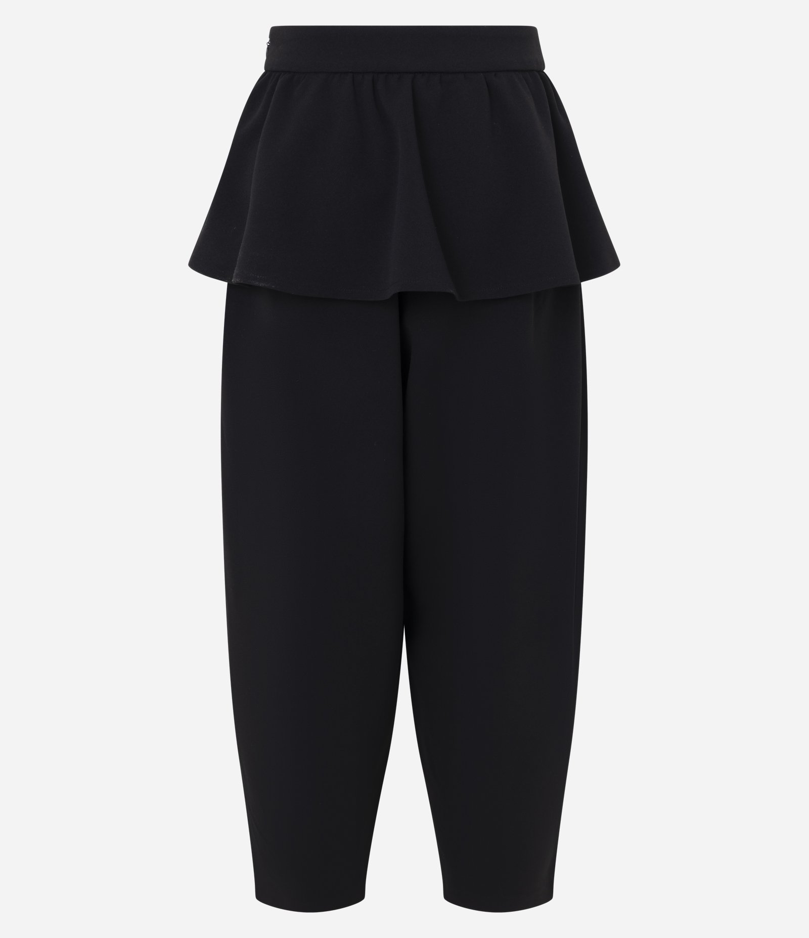 Calça Cenoura em Crepe com Saia Sobreposta Preto 2