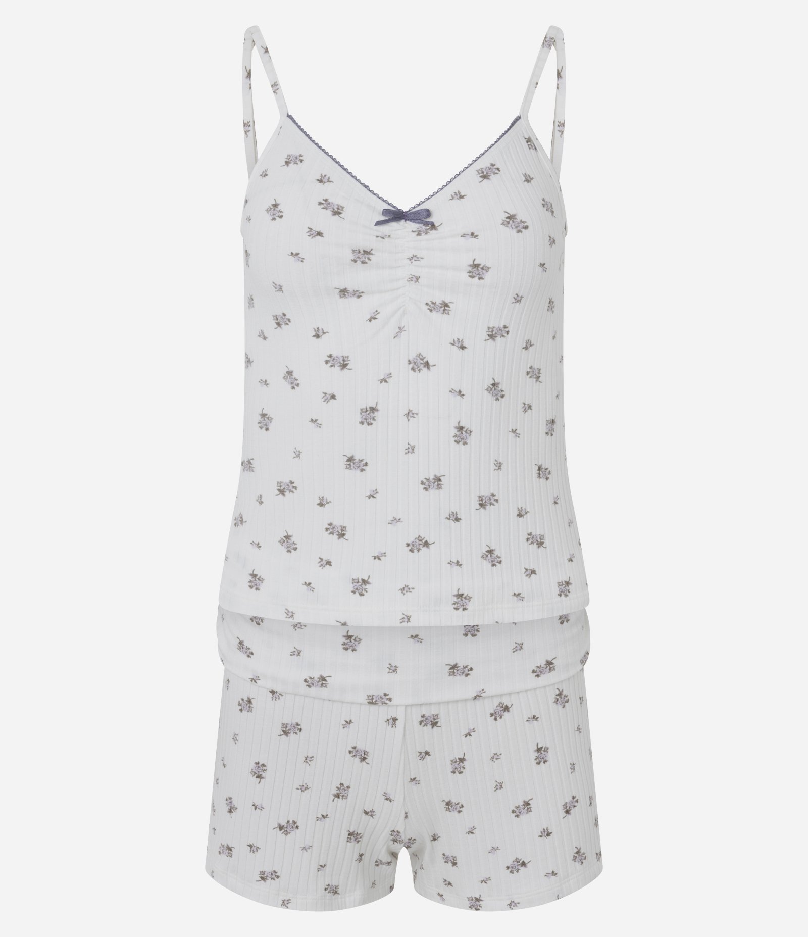 Pijama Curto com Estampa Floral Branco 6