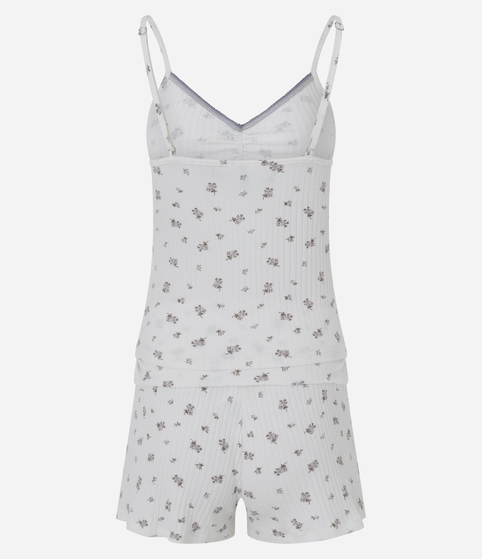 Pijama Curto com Estampa Floral Branco 8