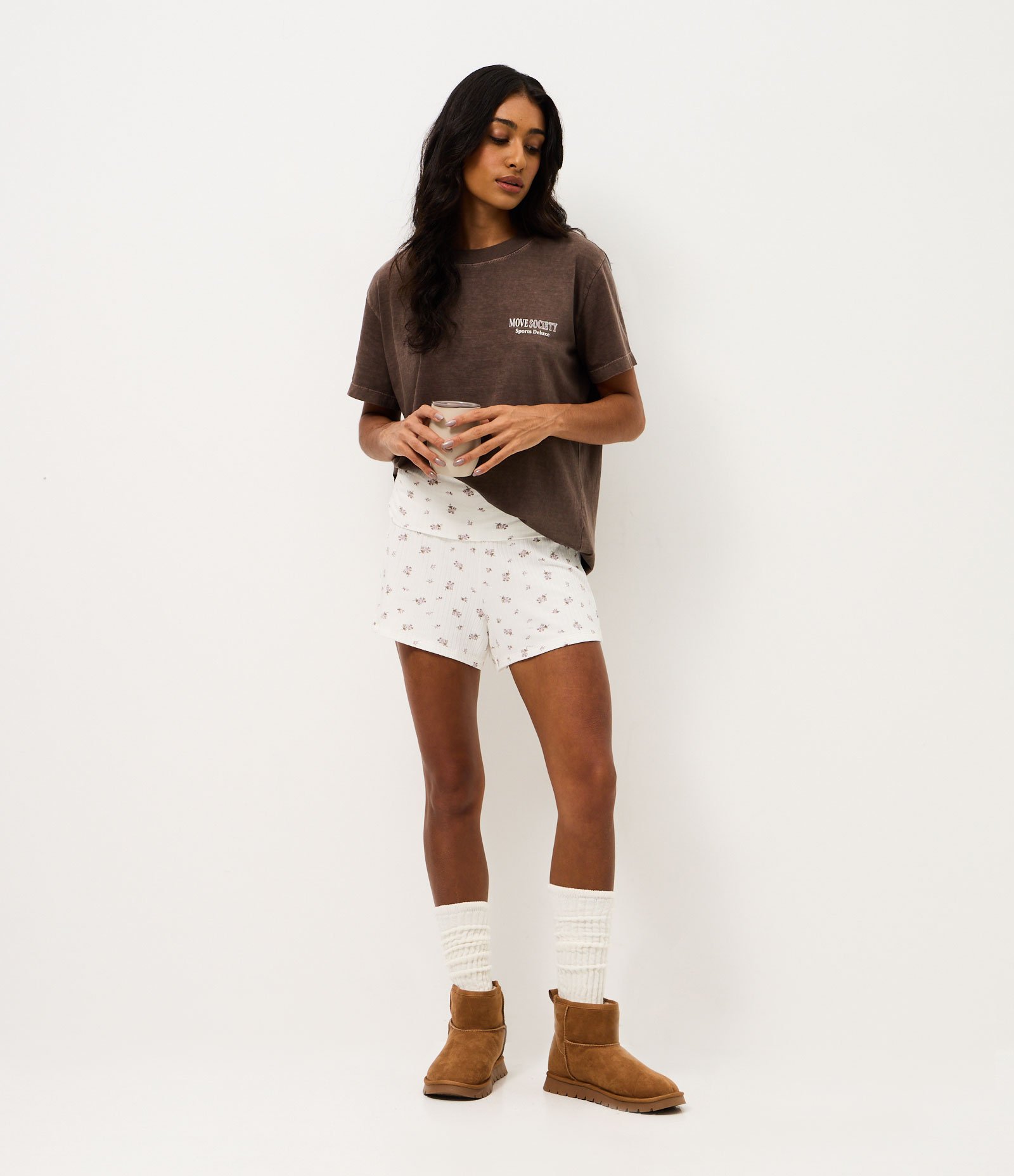 Pijama Curto com Estampa Floral Branco 5