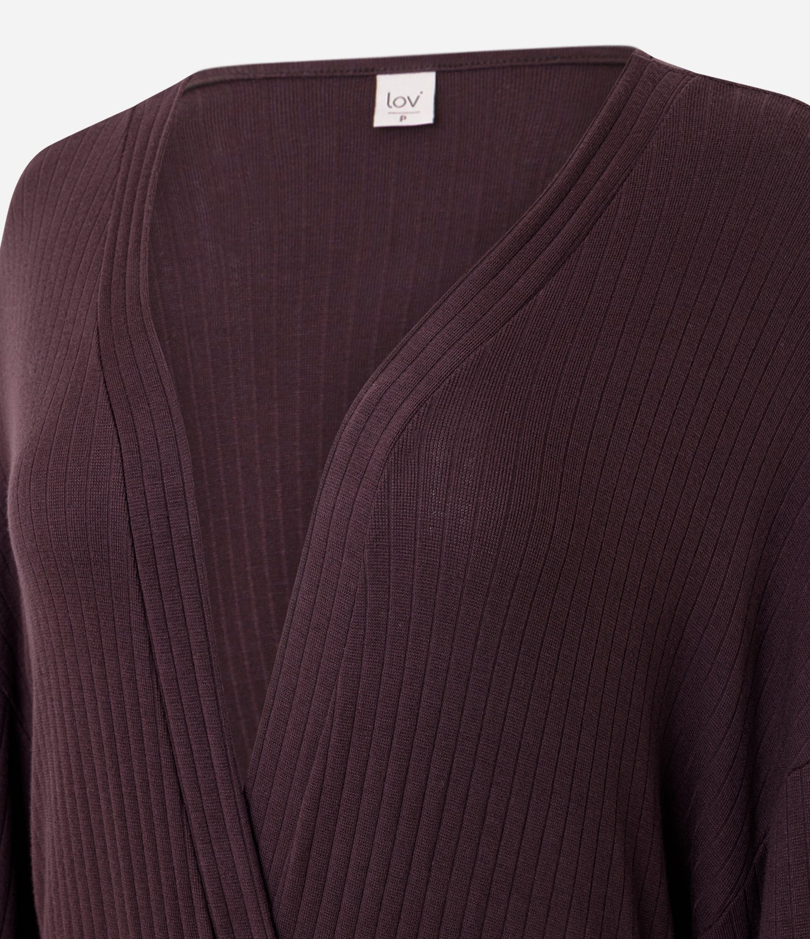 Robe em Ribana com Manga Longa e Detalhe em Renda Marrom 6