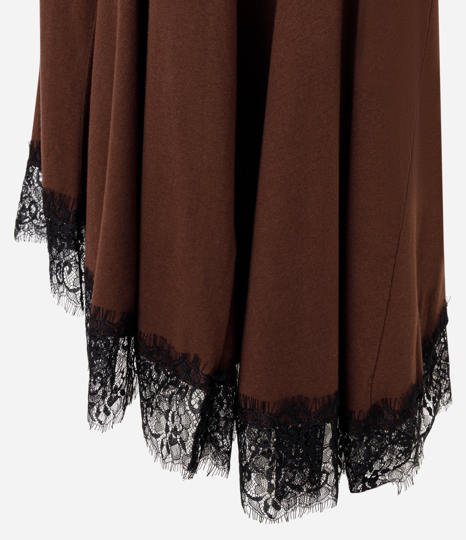 Vestido Curto Assimétrico com Renda Marrom 6