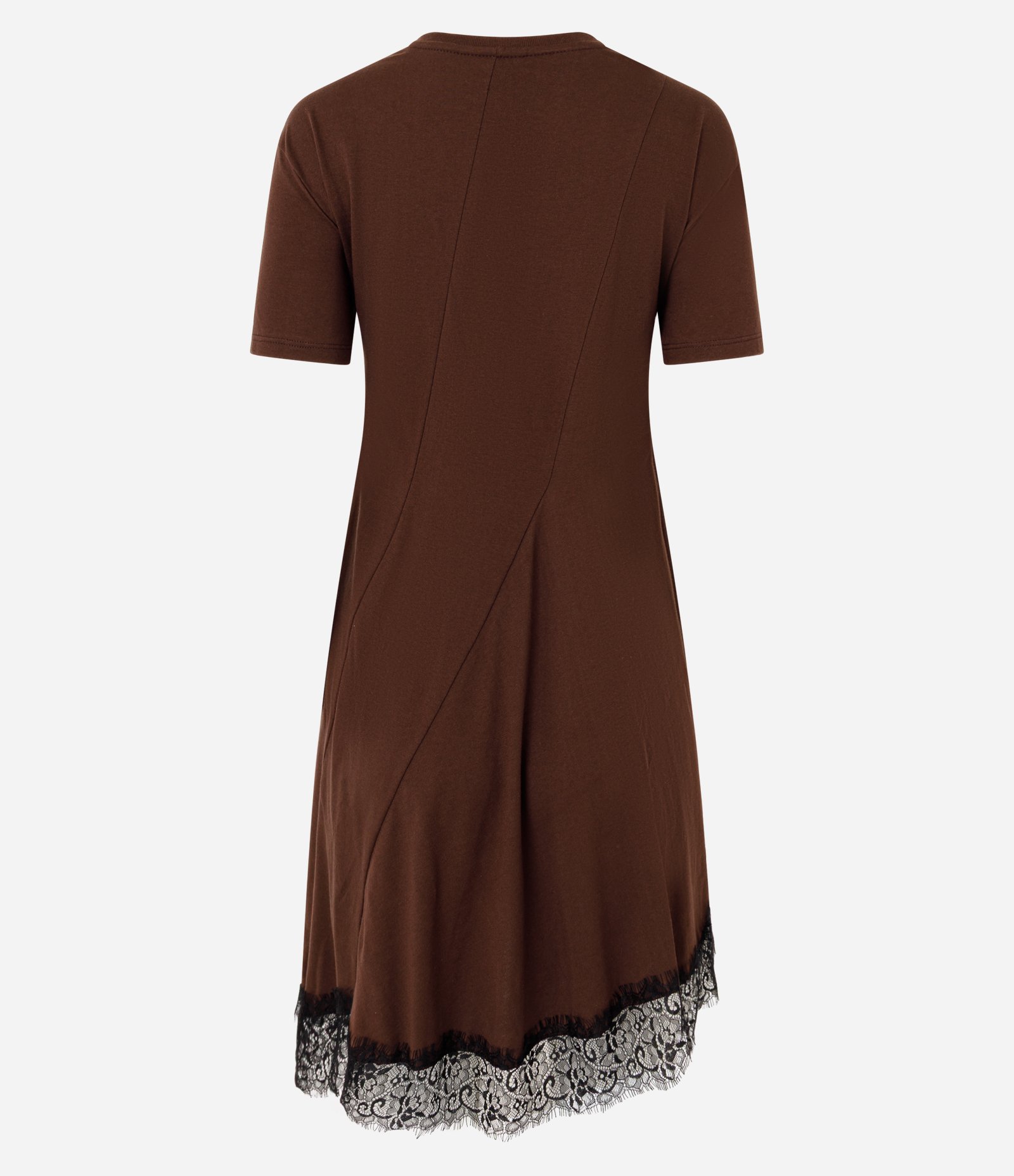 Vestido Curto Assimétrico com Renda Marrom 7
