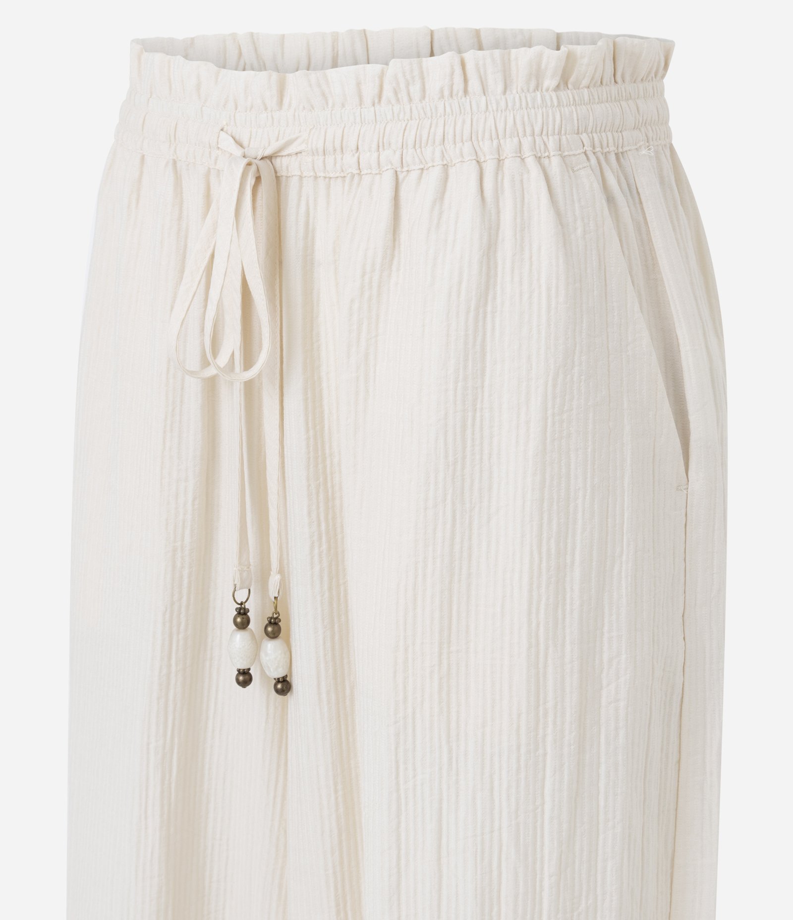 Calça Pantalona em Viscose com Amarração Ajustável na Barra Bege 7