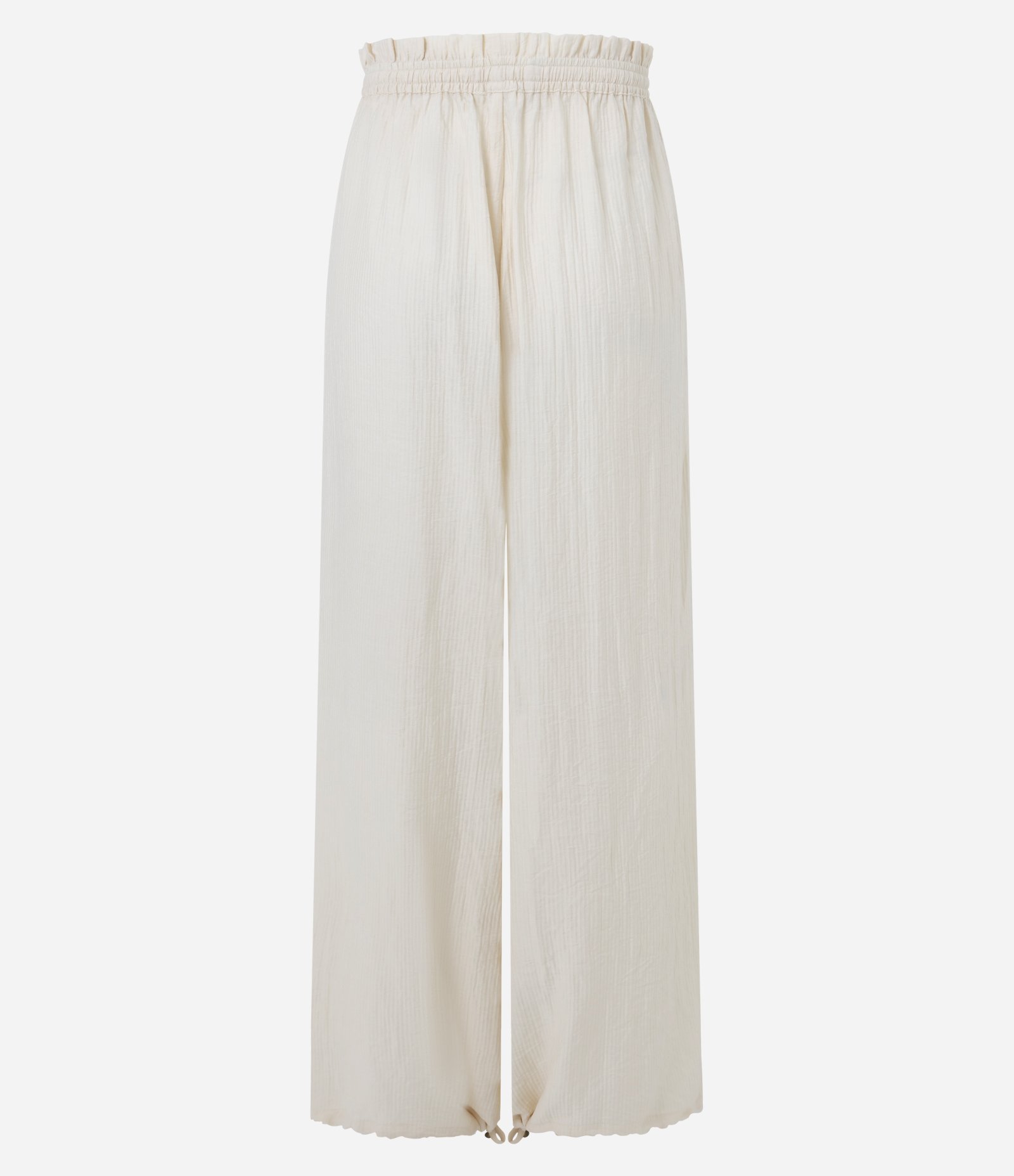 Calça Pantalona em Viscose com Amarração Ajustável na Barra Bege 8
