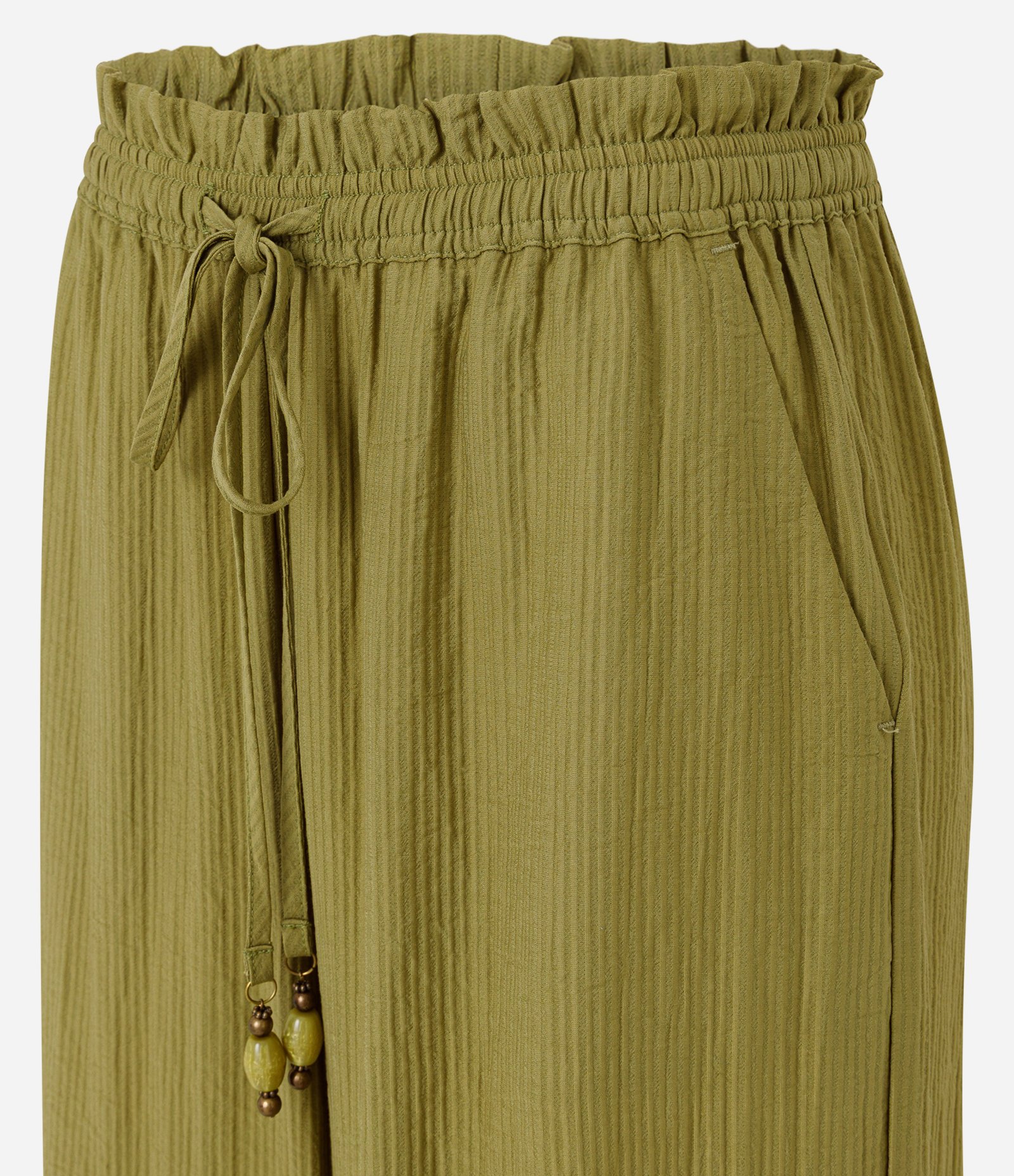Calça Pantalona em Viscose com Amarração Ajustável na Barra Verde 7