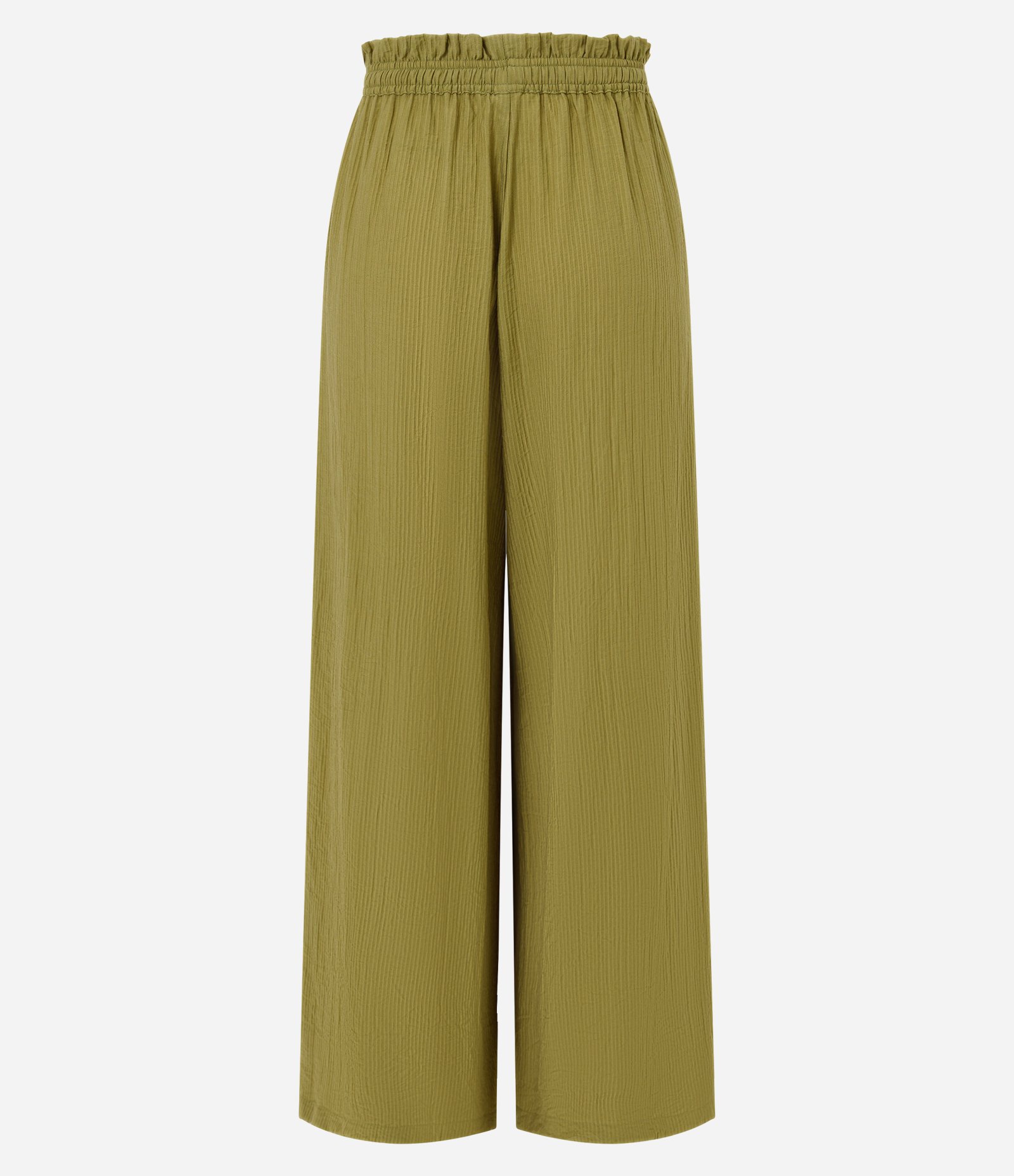 Calça Pantalona em Viscose com Amarração Ajustável na Barra Verde 8
