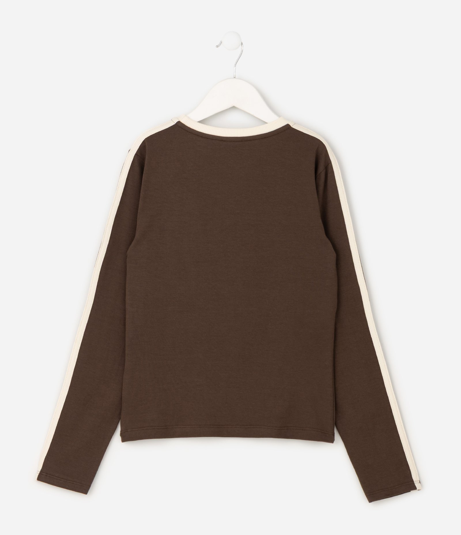 Camiseta Infantil com Lettering e Friso Lateral – Tam 5 a 14 Anos Marrom 3
