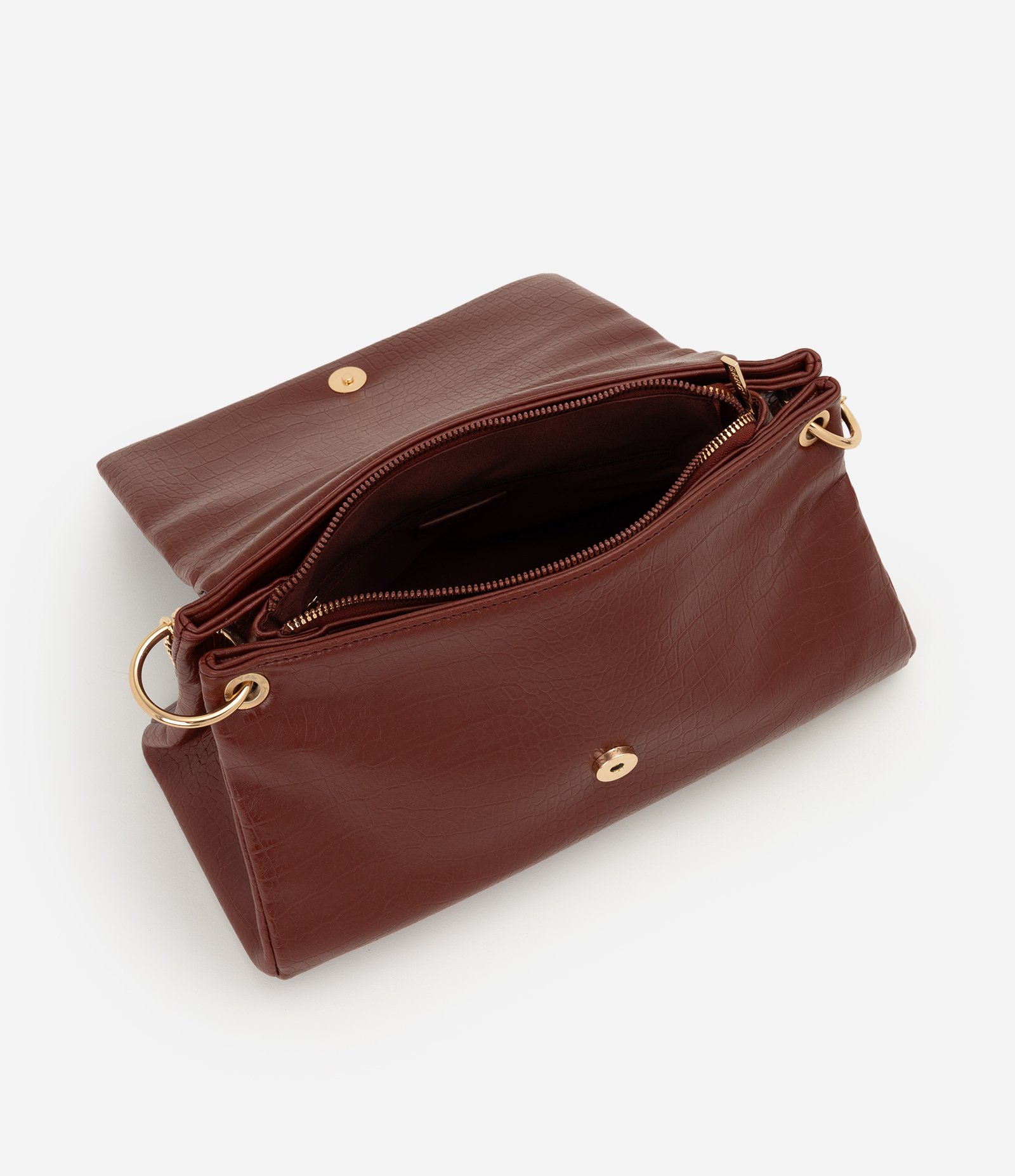 Bolsa Shoulder Grande com Alça Corrente e Metais em Light Gold Vermelho Escuro 5