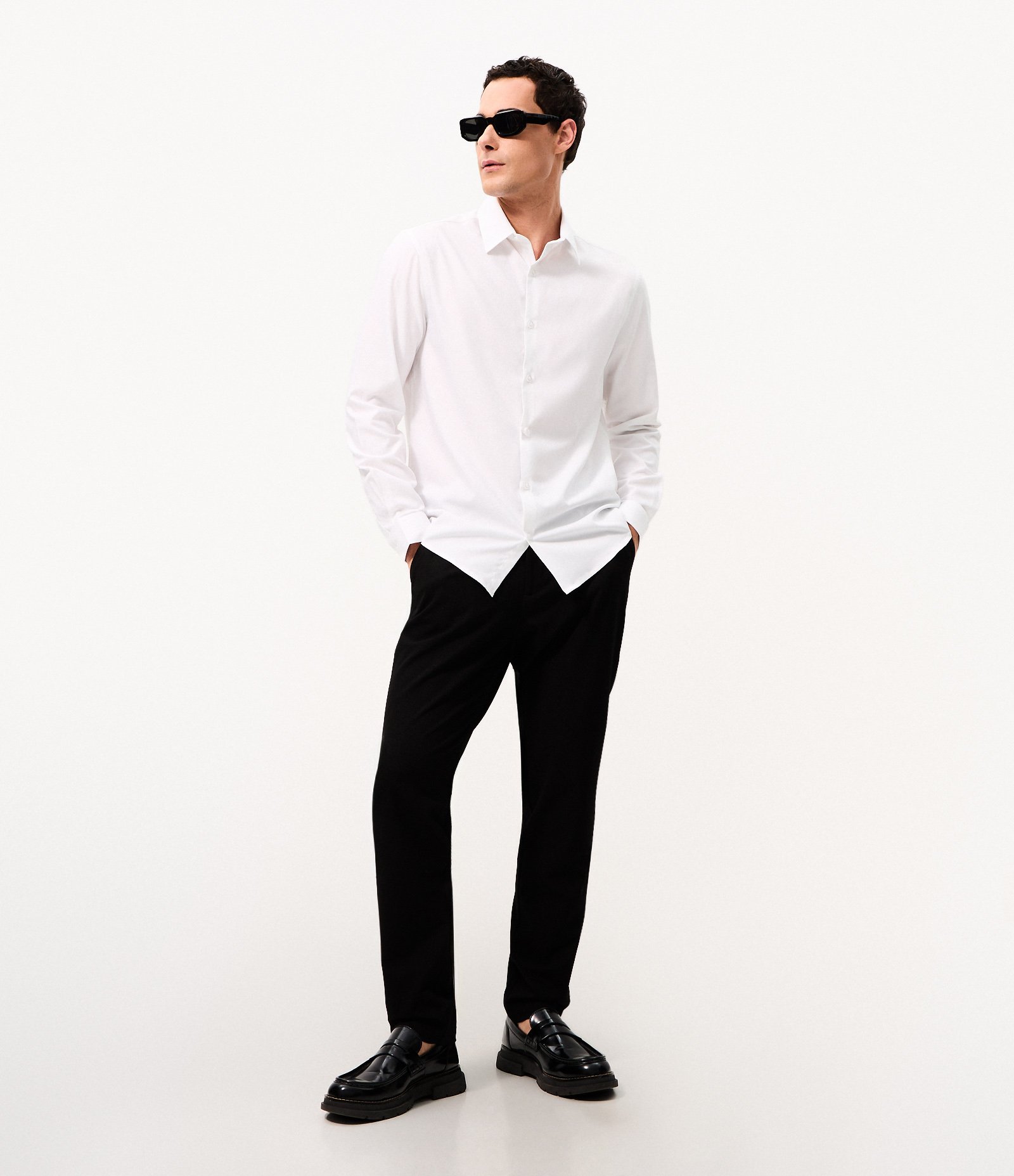 Camisa Regular em Fibra de Seda Branco 2