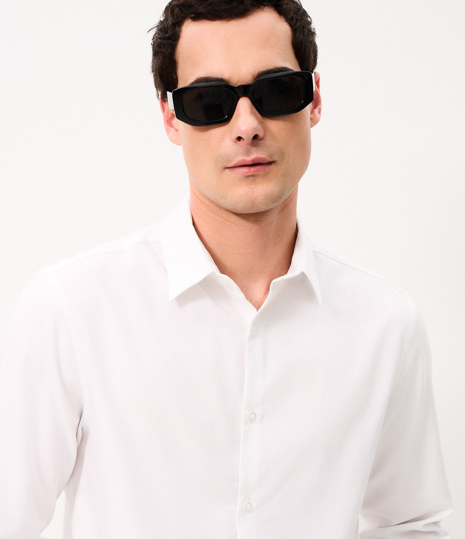 Camisa Regular em Fibra de Seda Branco 4