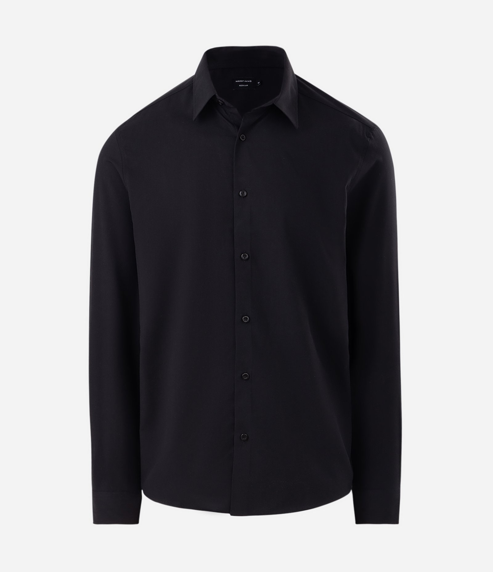 Camisa Regular em Fibra de Seda Preto 5