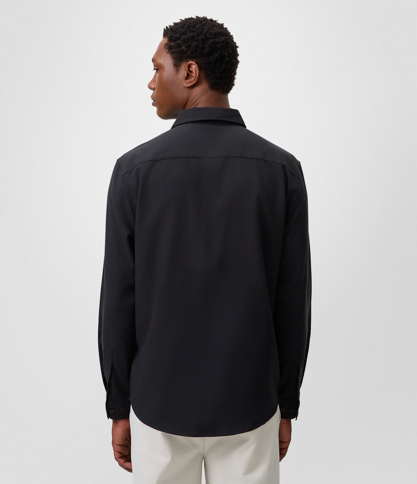 Camisa Regular em Fibra de Seda Preto 3