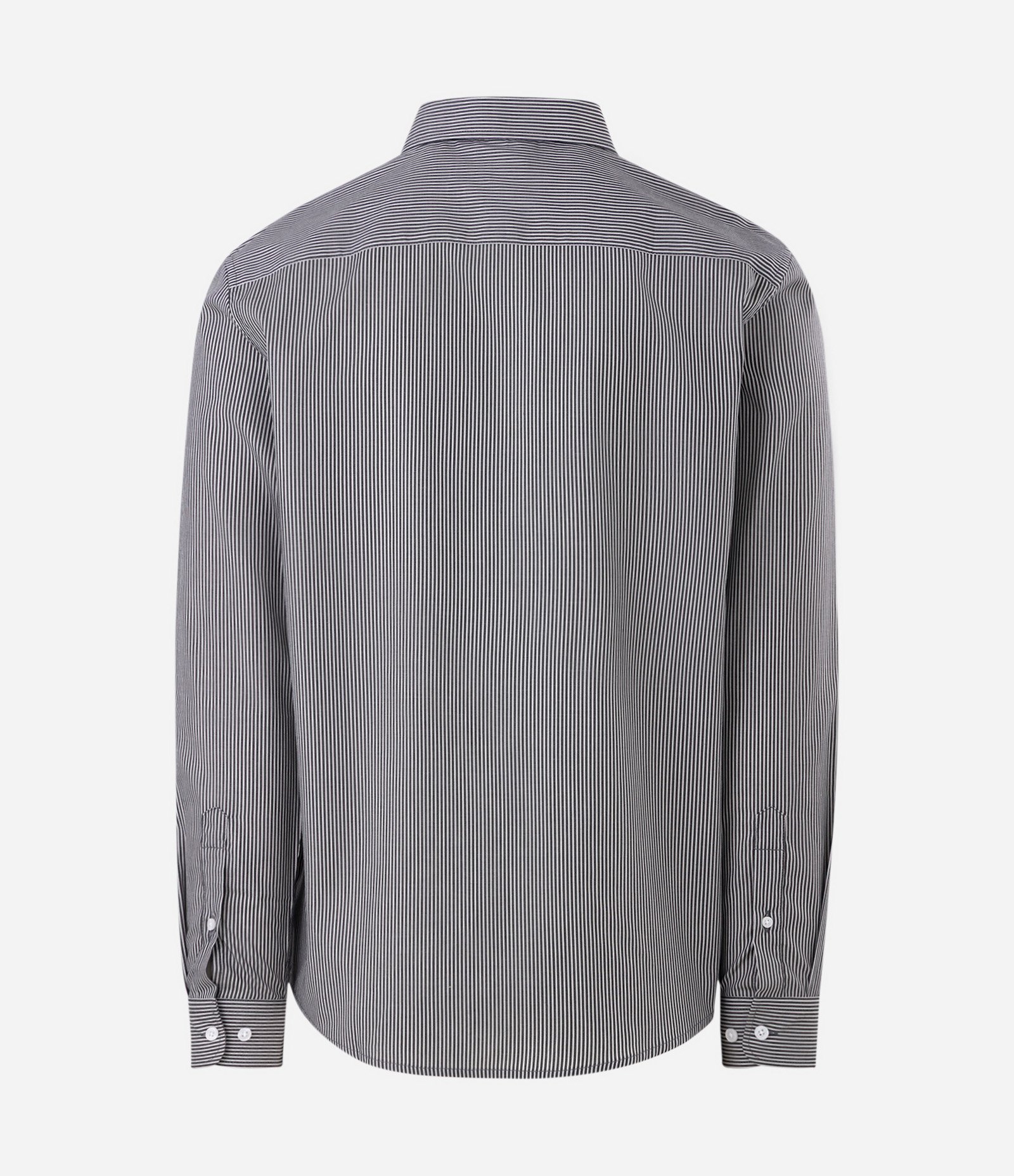 Camisa Regular Listrada em Fibra de Seda Preto 2