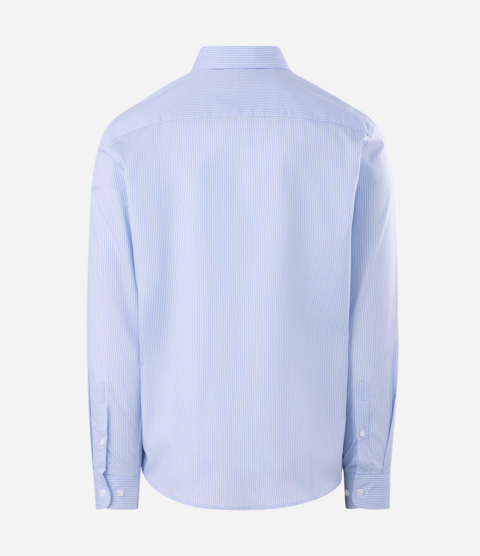 Camisa Regular Listrada em Fibra de Seda Azul 6