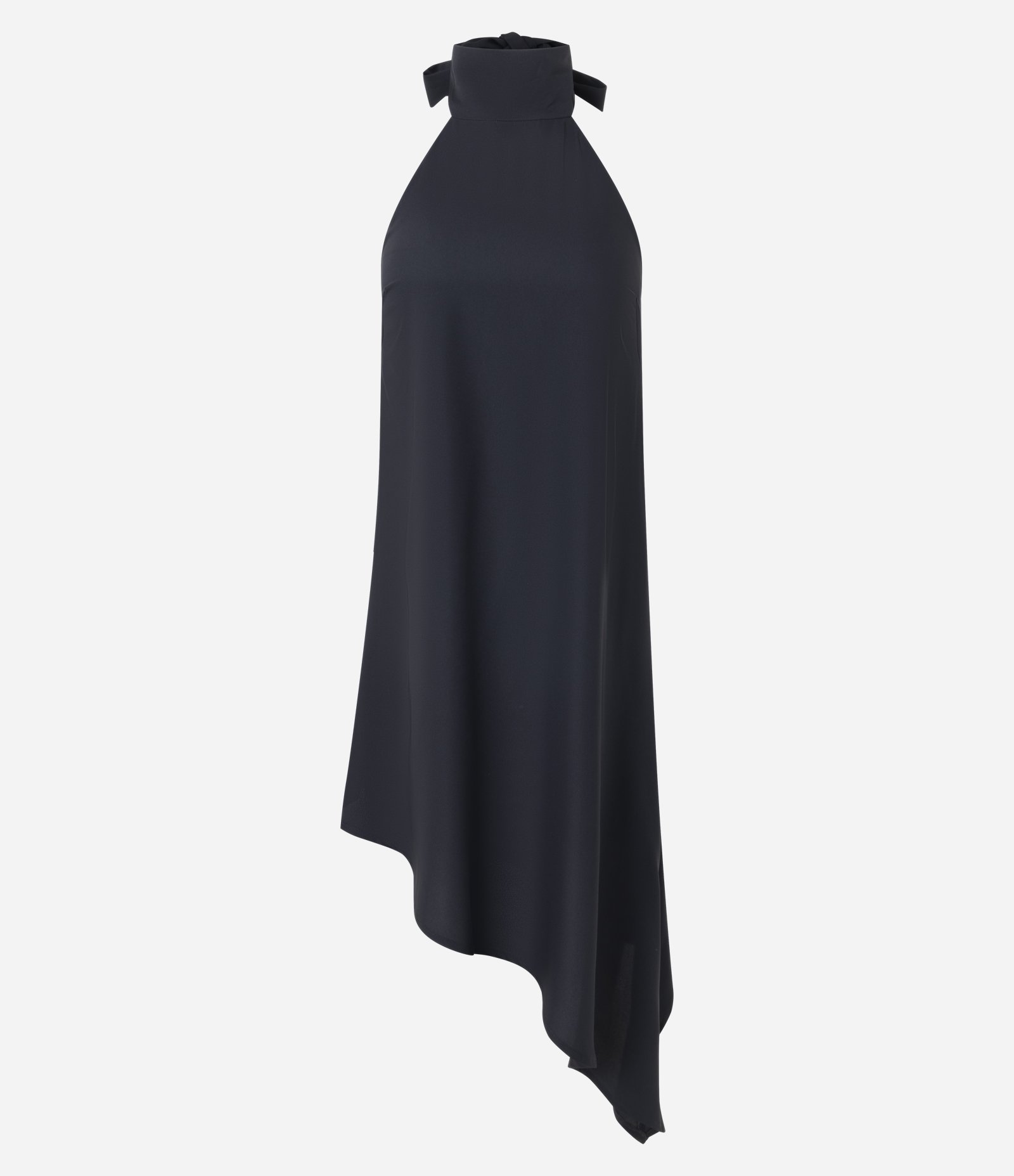 Vestido Curto Frente Única com Barra Assimétrica Preto 1