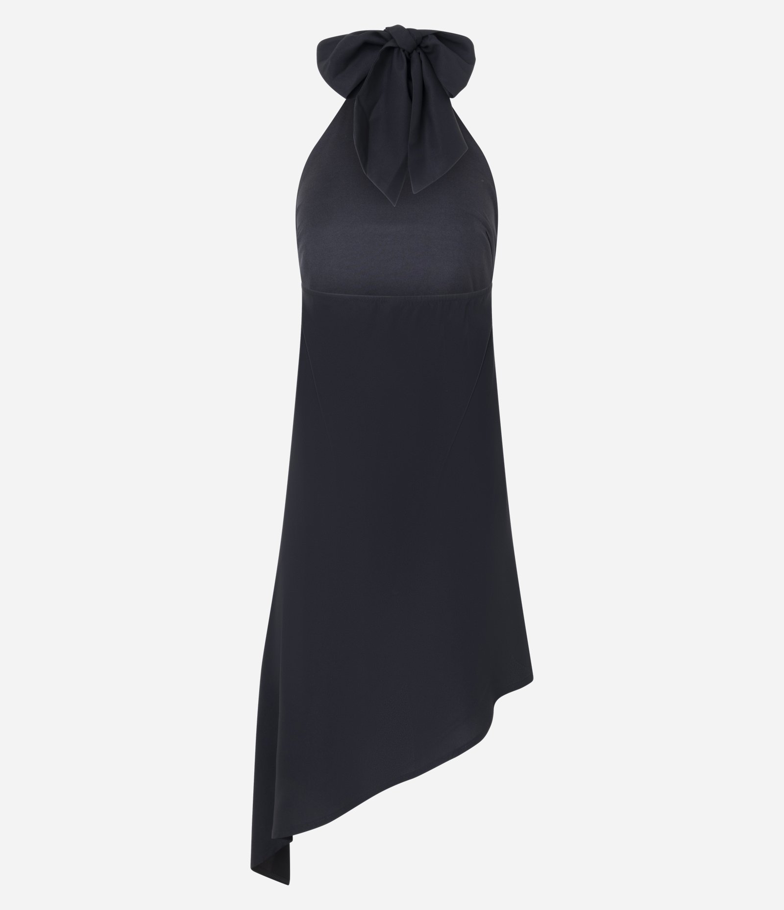 Vestido Curto Frente Única com Barra Assimétrica Preto 2