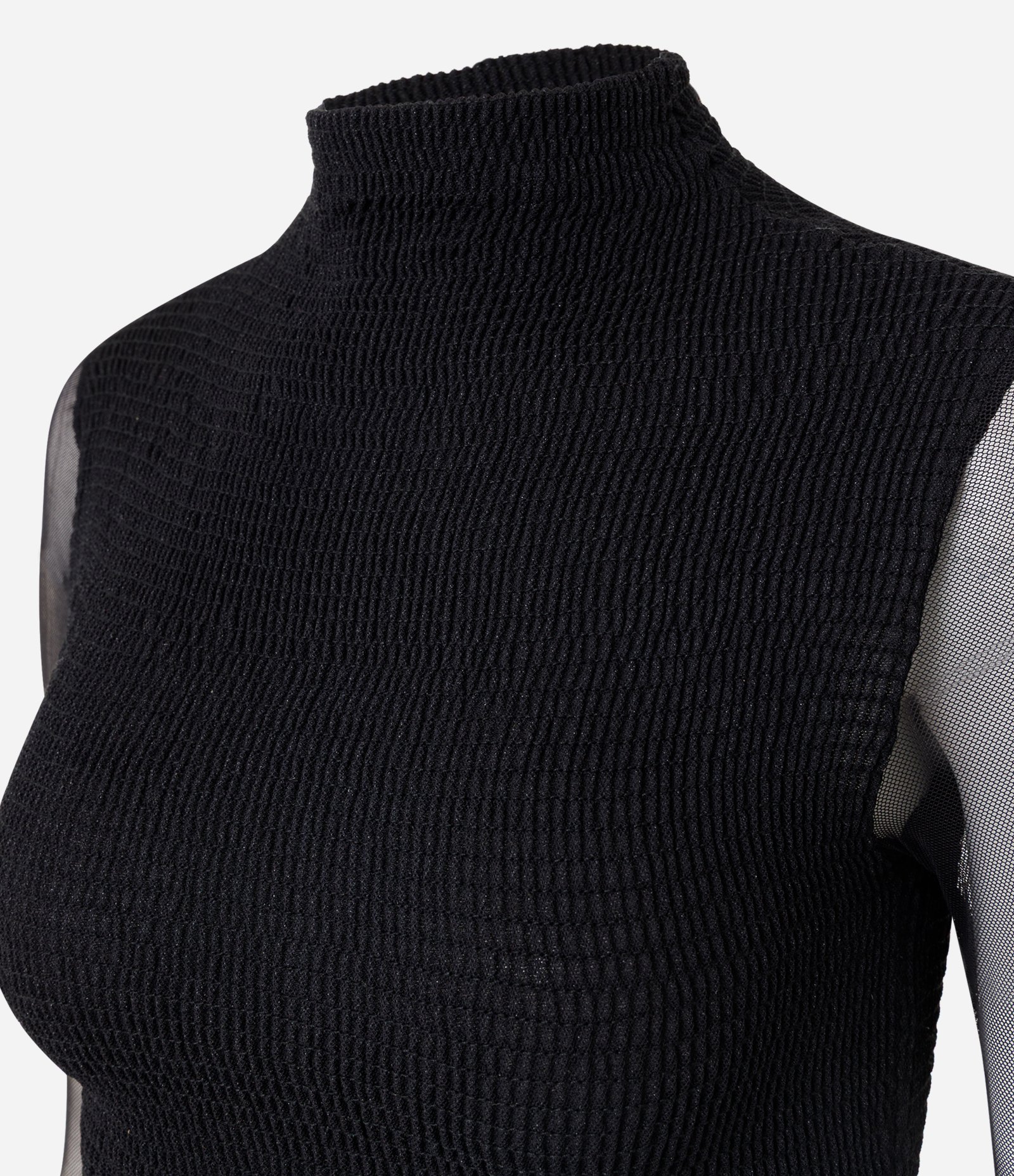 Blusa Peplum em Tule com Transparência na Manga Preto 6