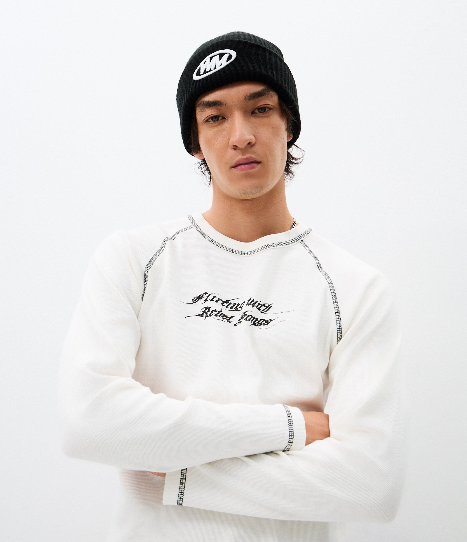 Camiseta Muscle em Ribana com Lettering Frontal Branco 1