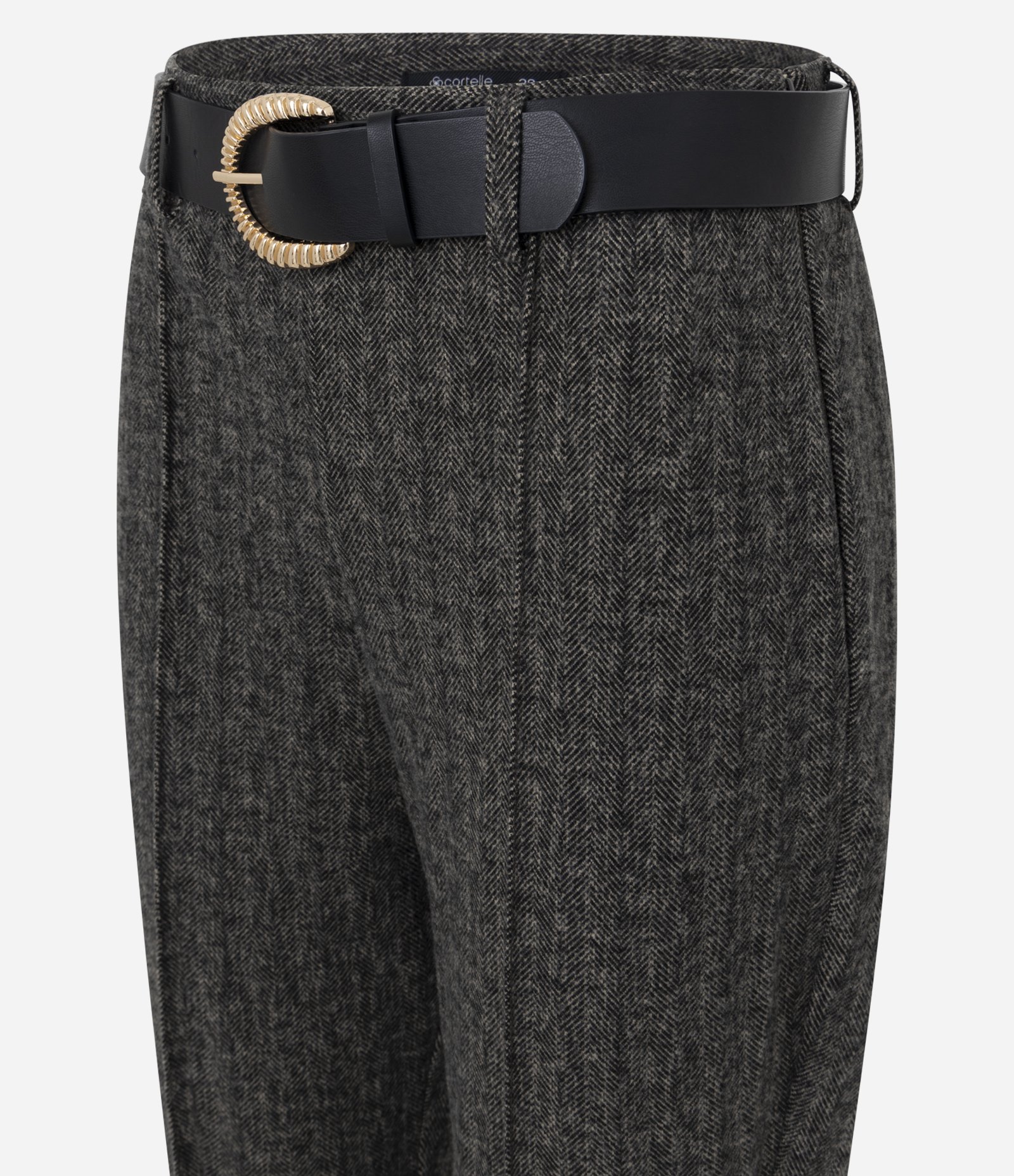 Calça Cropped em Moletom sem Felpa com Cinto em PU Preto 2