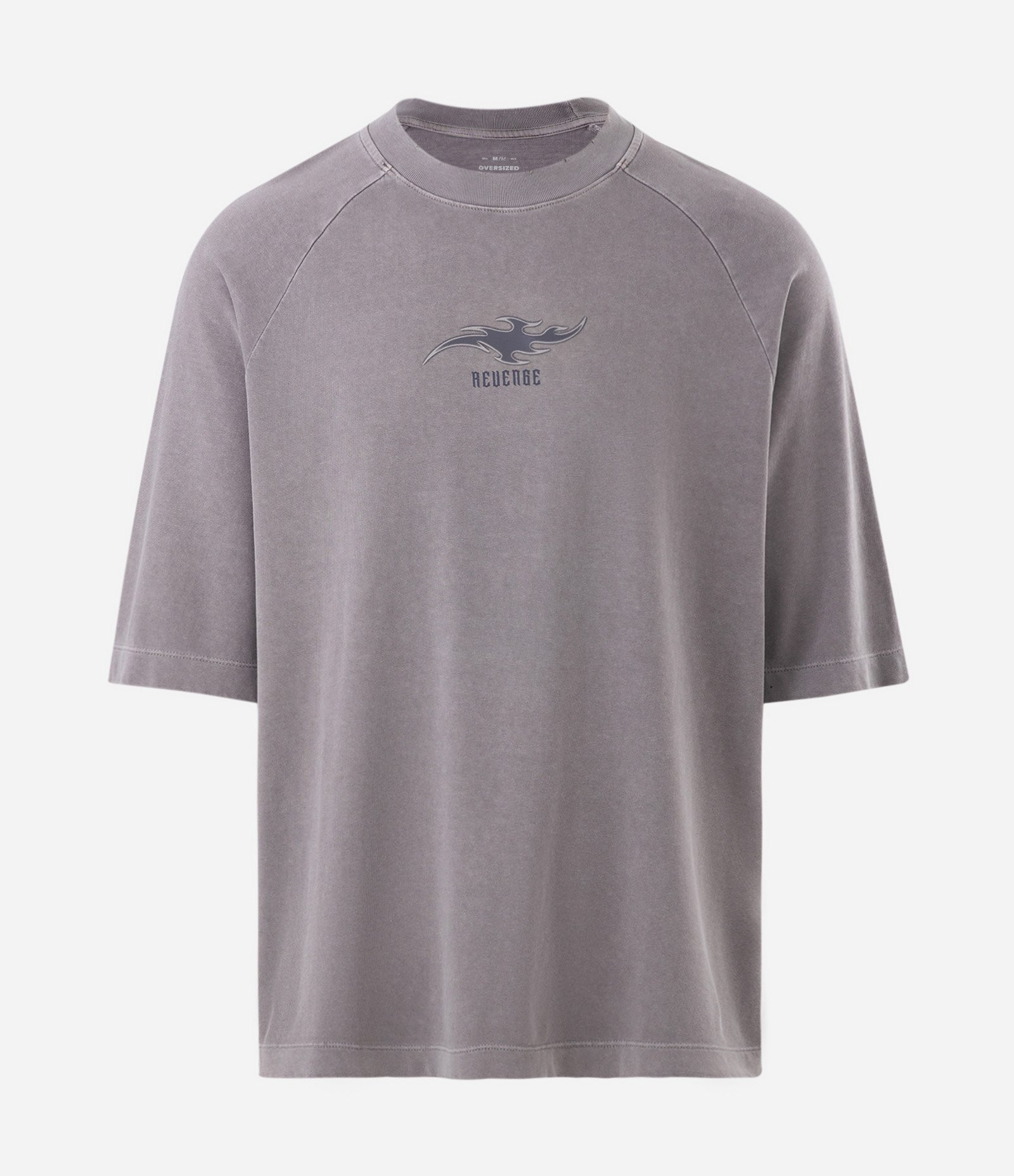 Camiseta Oversized Algodão Estampa Frontal Raglan Cinza 1
