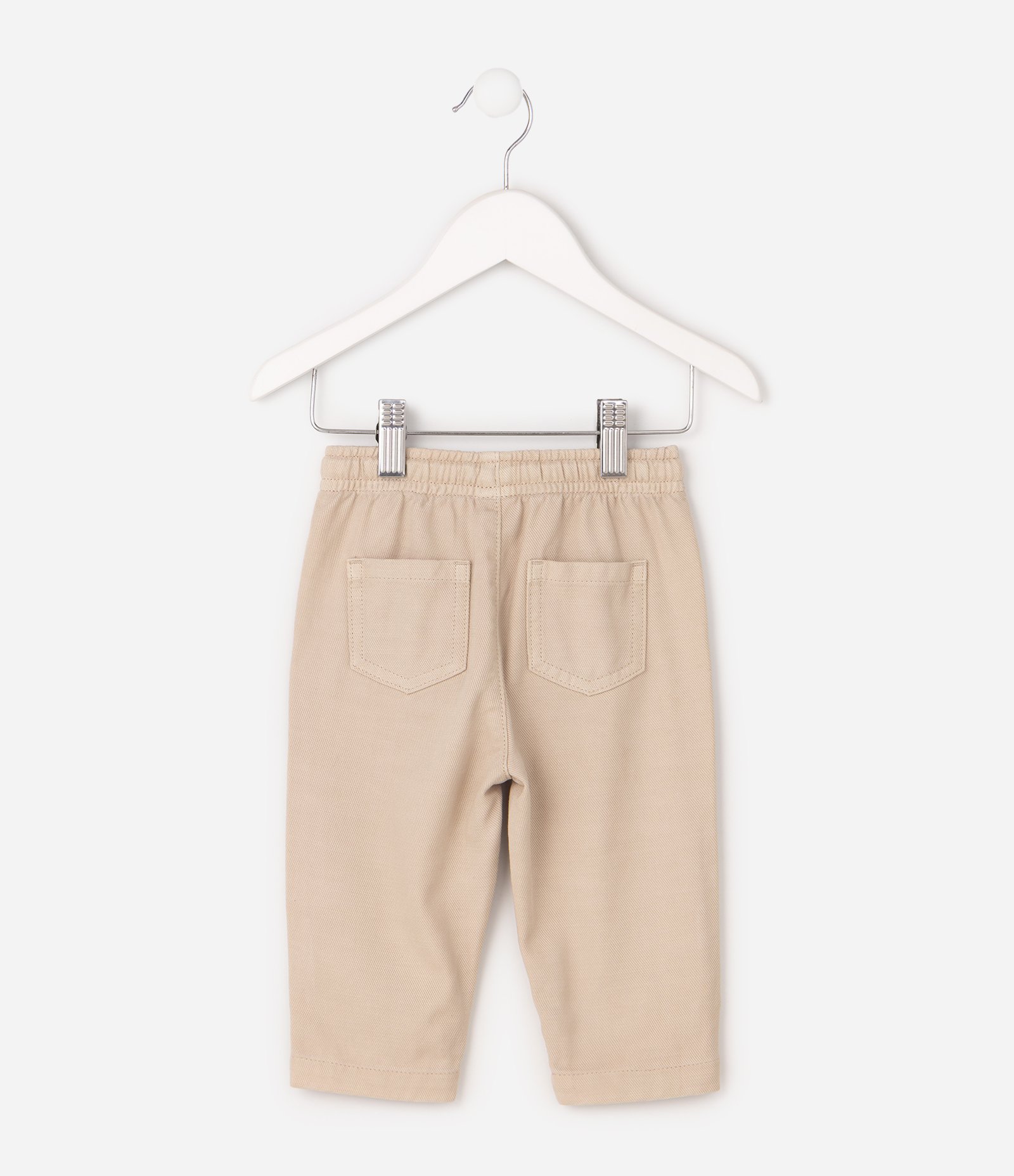 Calça Bebê com Cós Elástico e Bolsos - Tam 0 a 18 meses Bege 5