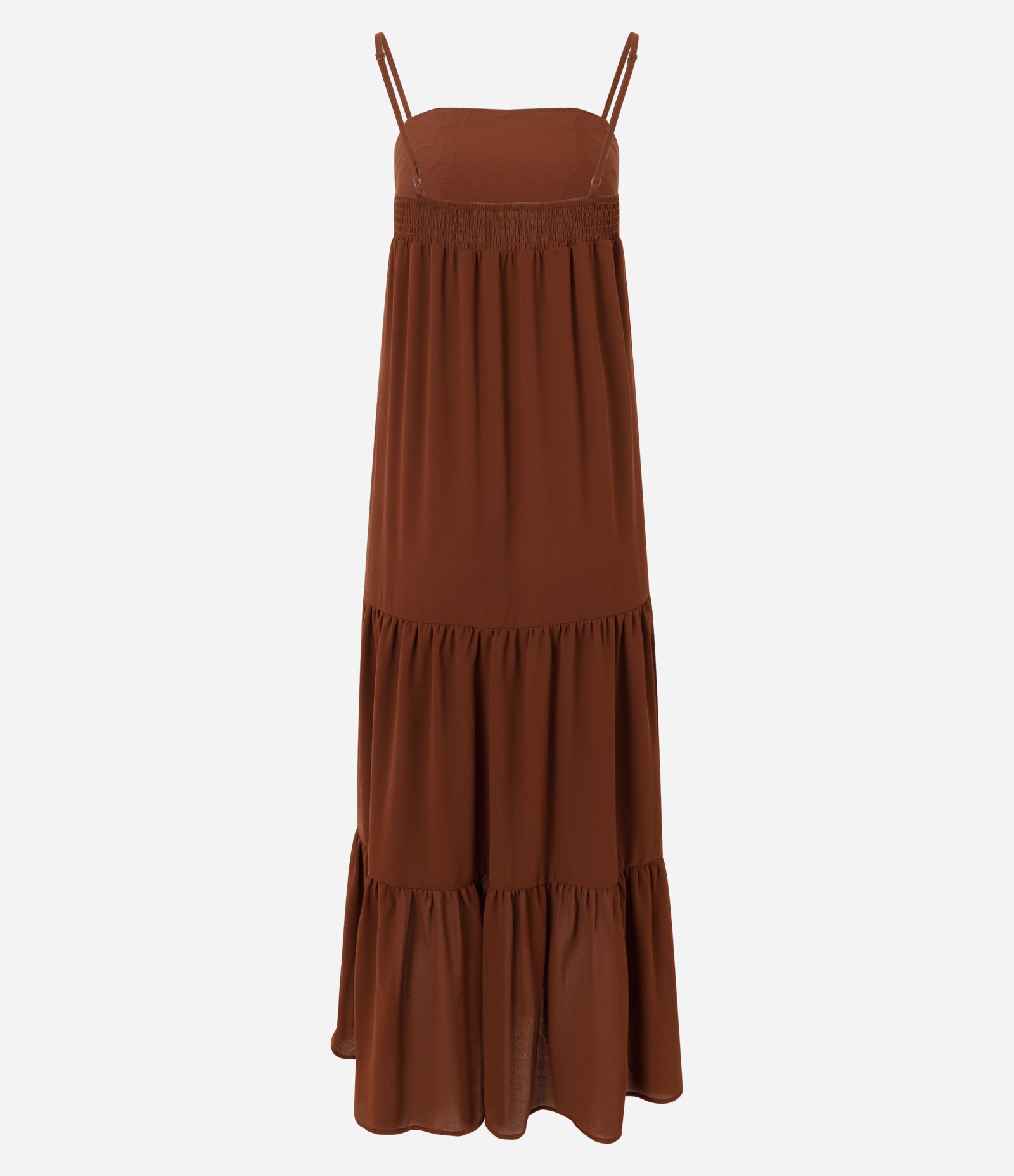 Vestido em Chiffon com Aplicações Florais Marrom 7