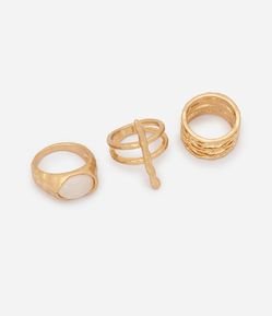 Kit com 03 Anéis Orgânicos e Aramados com Resina