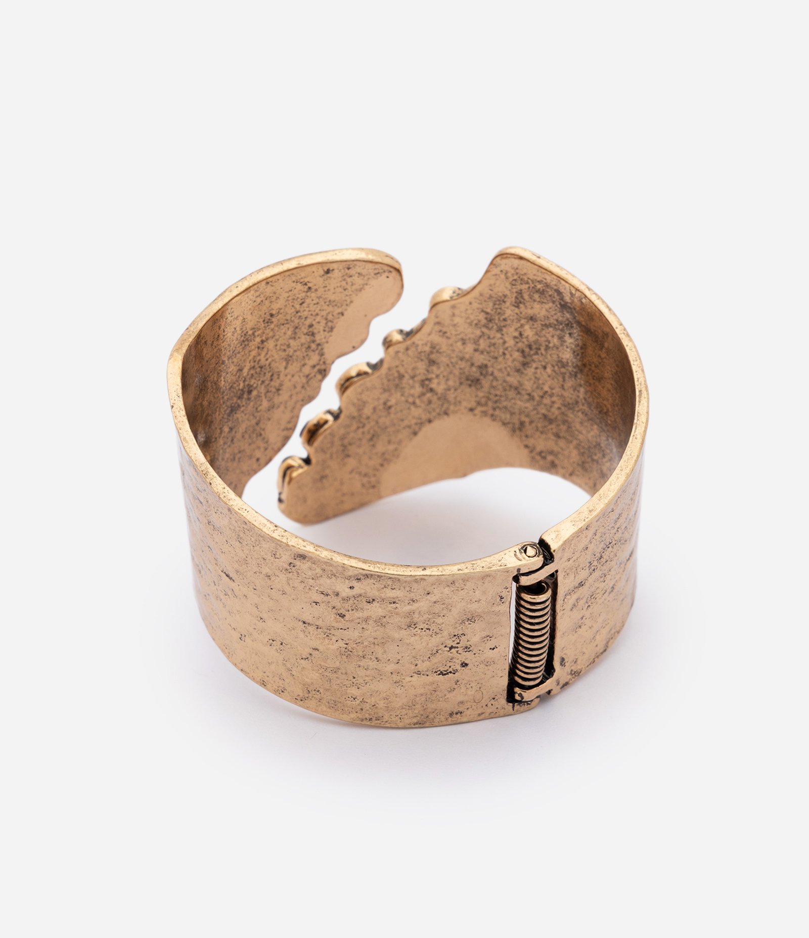 Bracelete Orgânico com Resinas Decorativas e Mola Dourado 2
