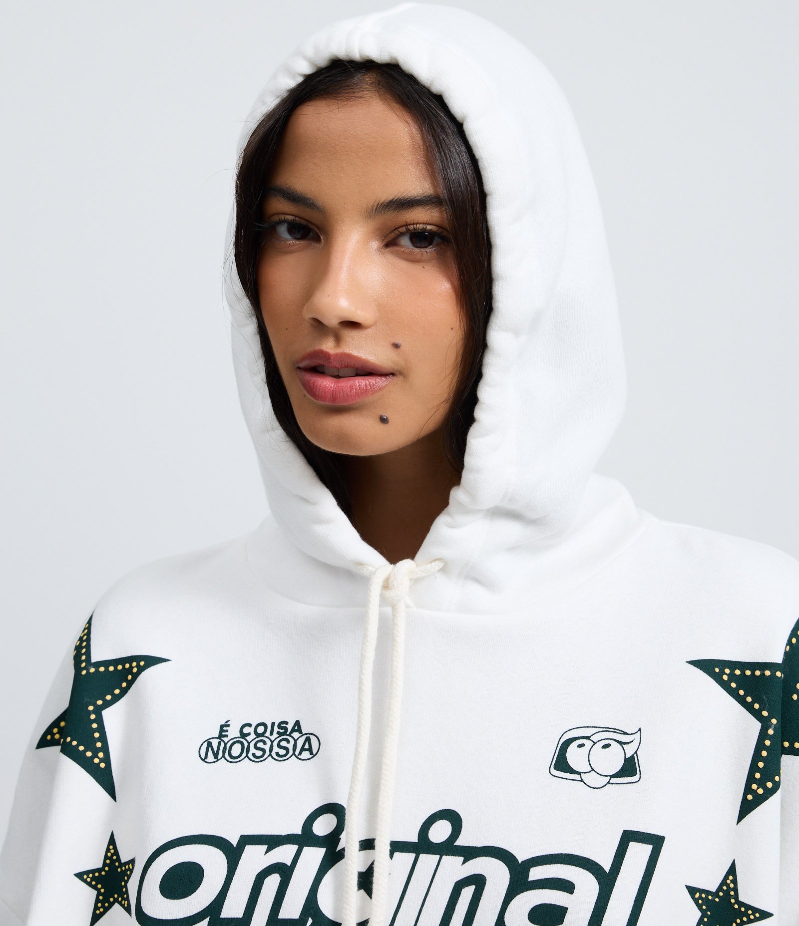 Moletom Canguru Guaraná Original com Pregas e Mangas Bufantes Branco 5