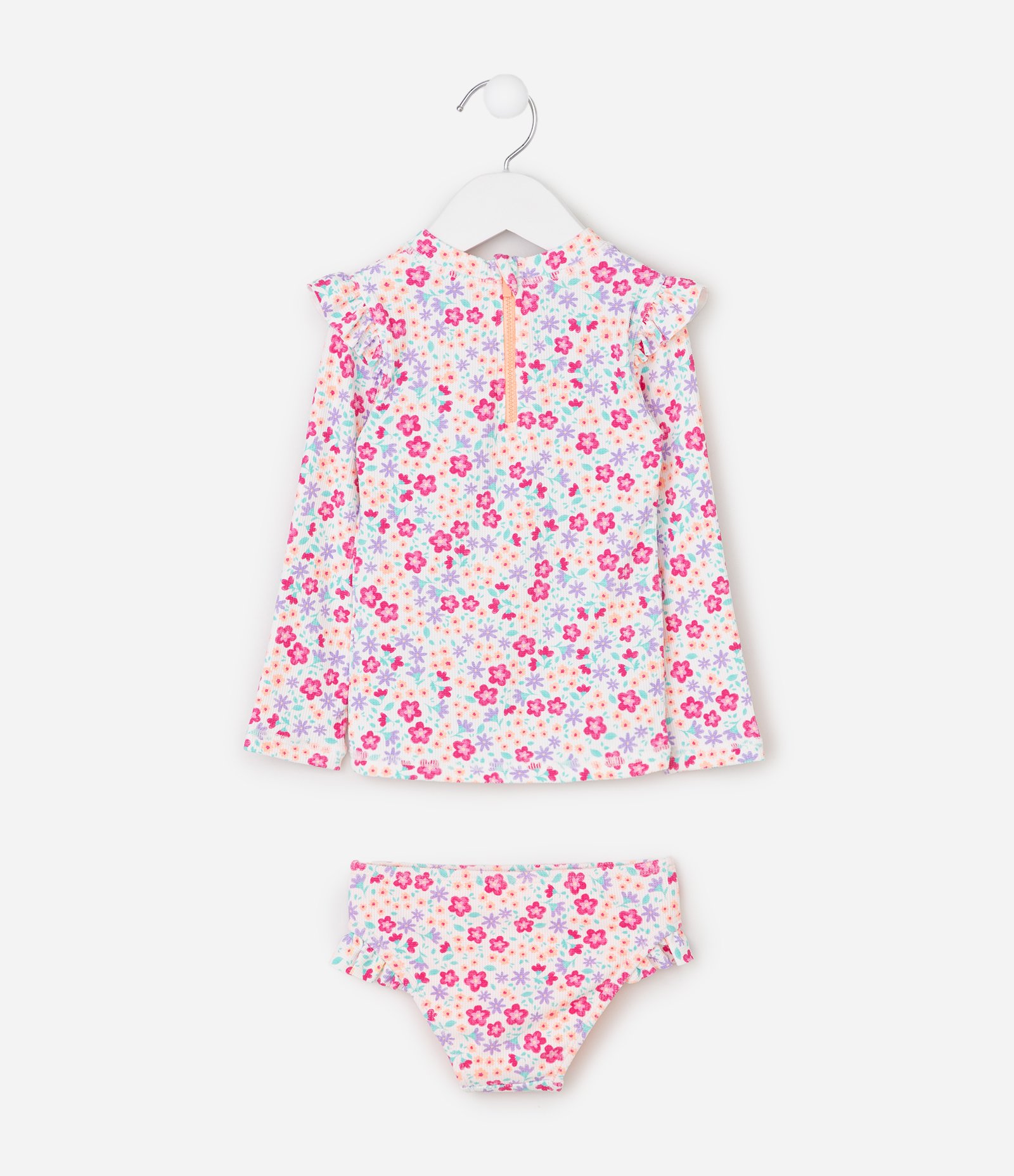 Conjunto Praia Infantil UV Texturizado Estampa Floral - Tam 1 a 4 Anos Multicores 2