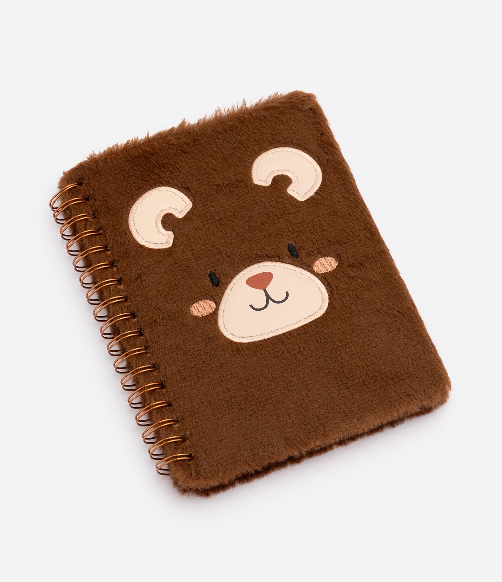 Caderno com Capa de Ursinho Peludo e Encadernação Espiral Marrom 1