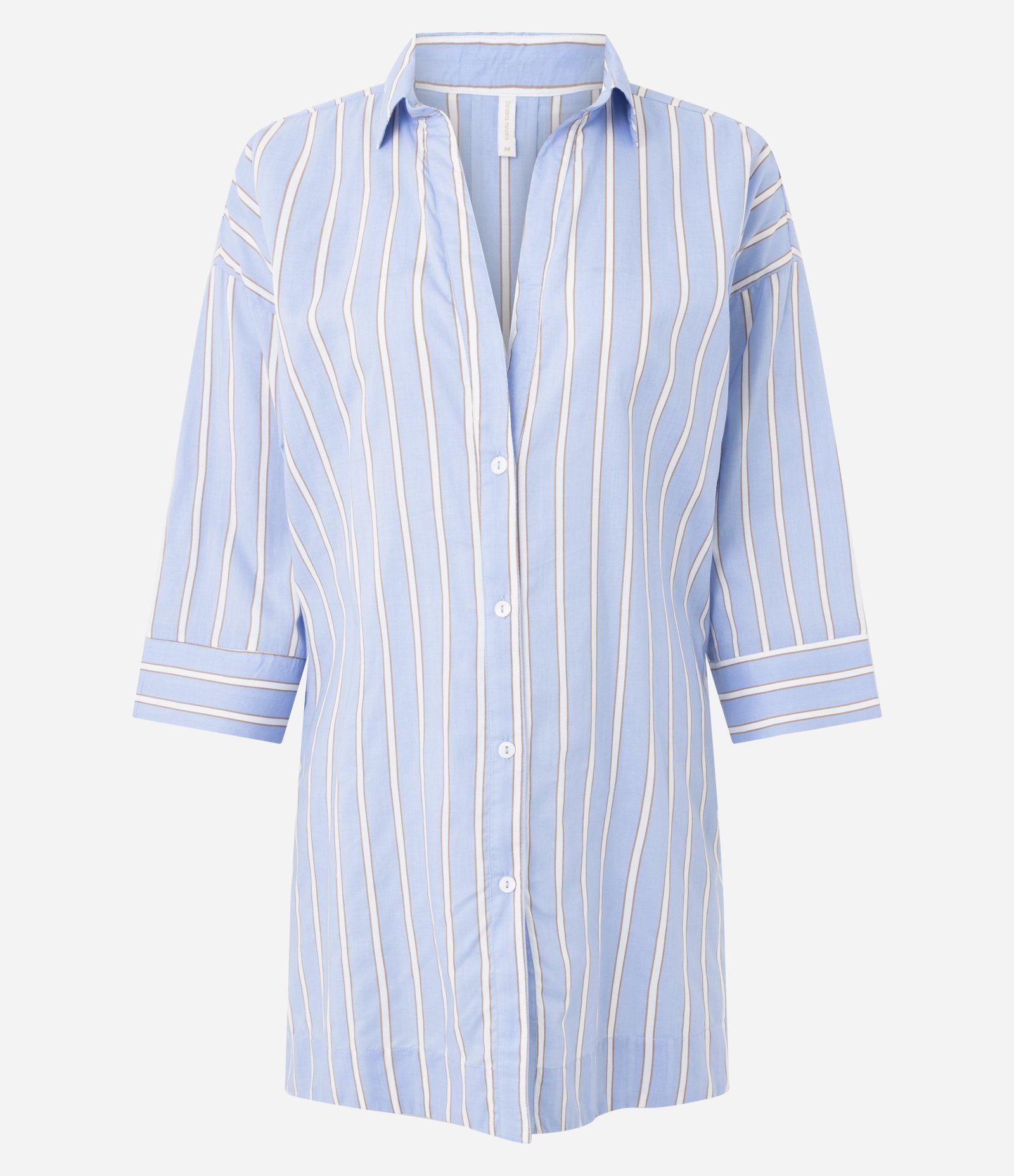 Saída de Praia Camisa em Cotton com Estampa de Listras Fio Tinto Azul 5